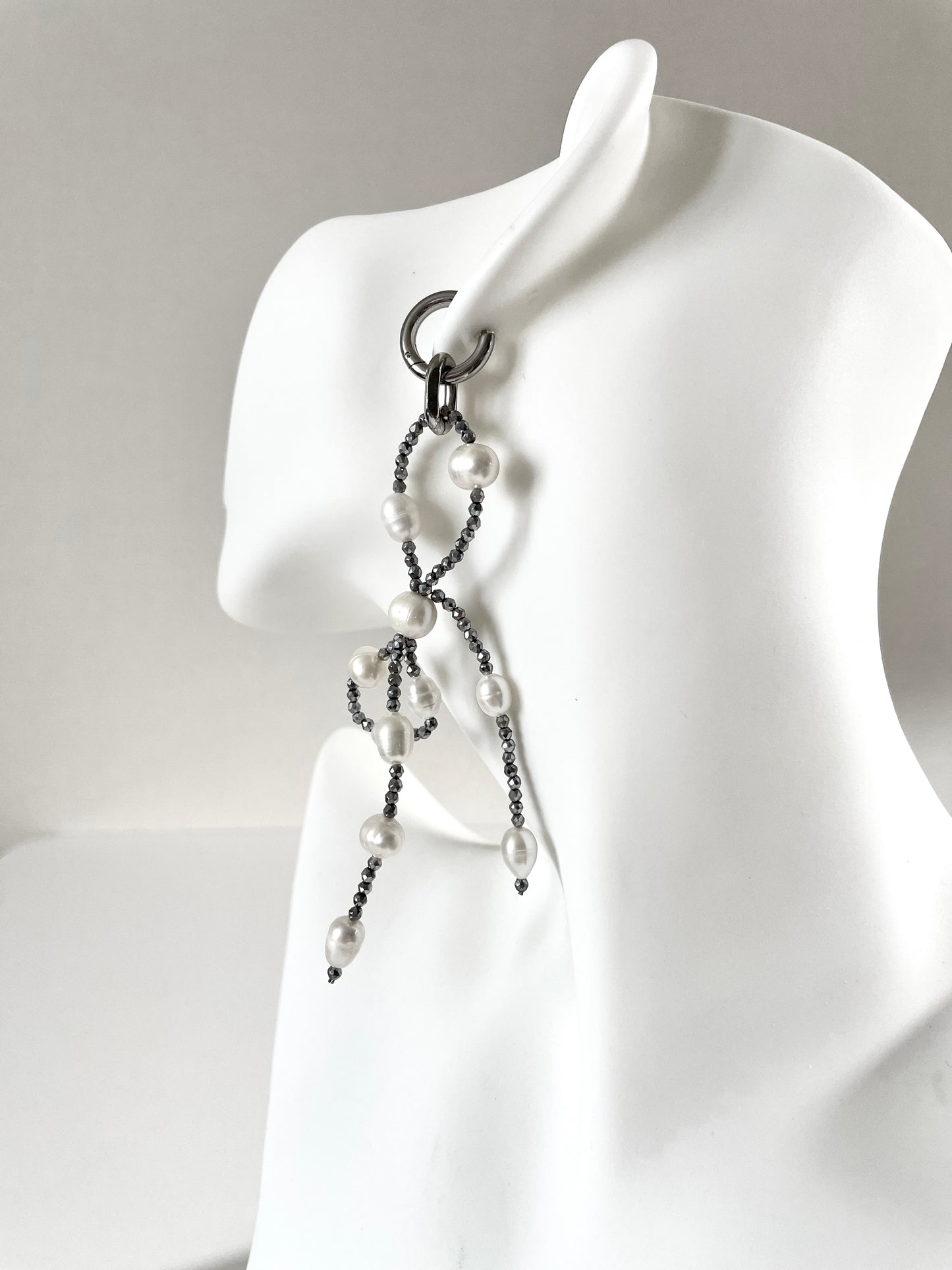 Pearl ribbon earrings J-6 Collection { J } multiple pendant necklace - MEKERA STUDIOS
