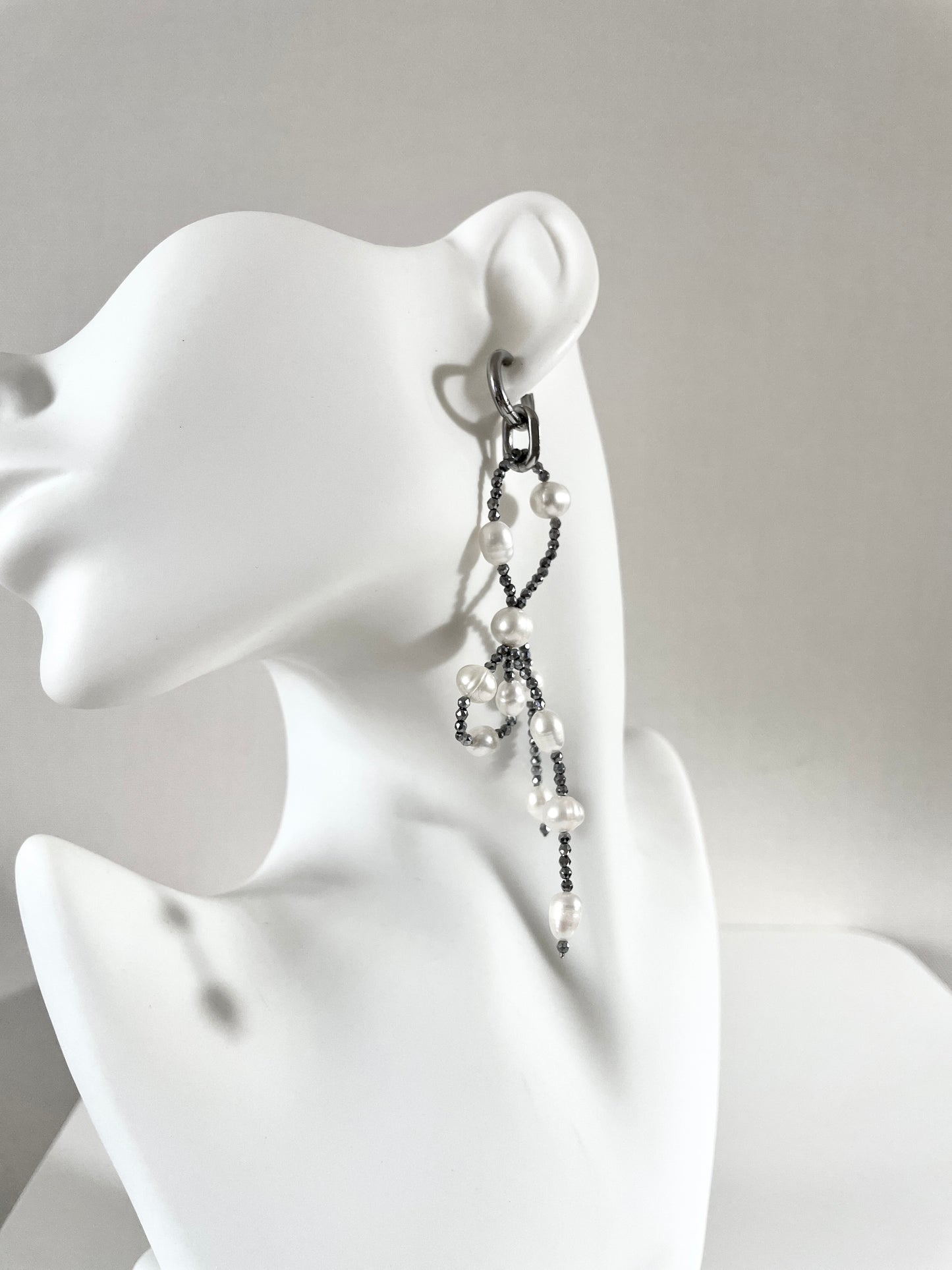 Pearl ribbon earrings J-6 Collection { J } multiple pendant necklace - MEKERA STUDIOS