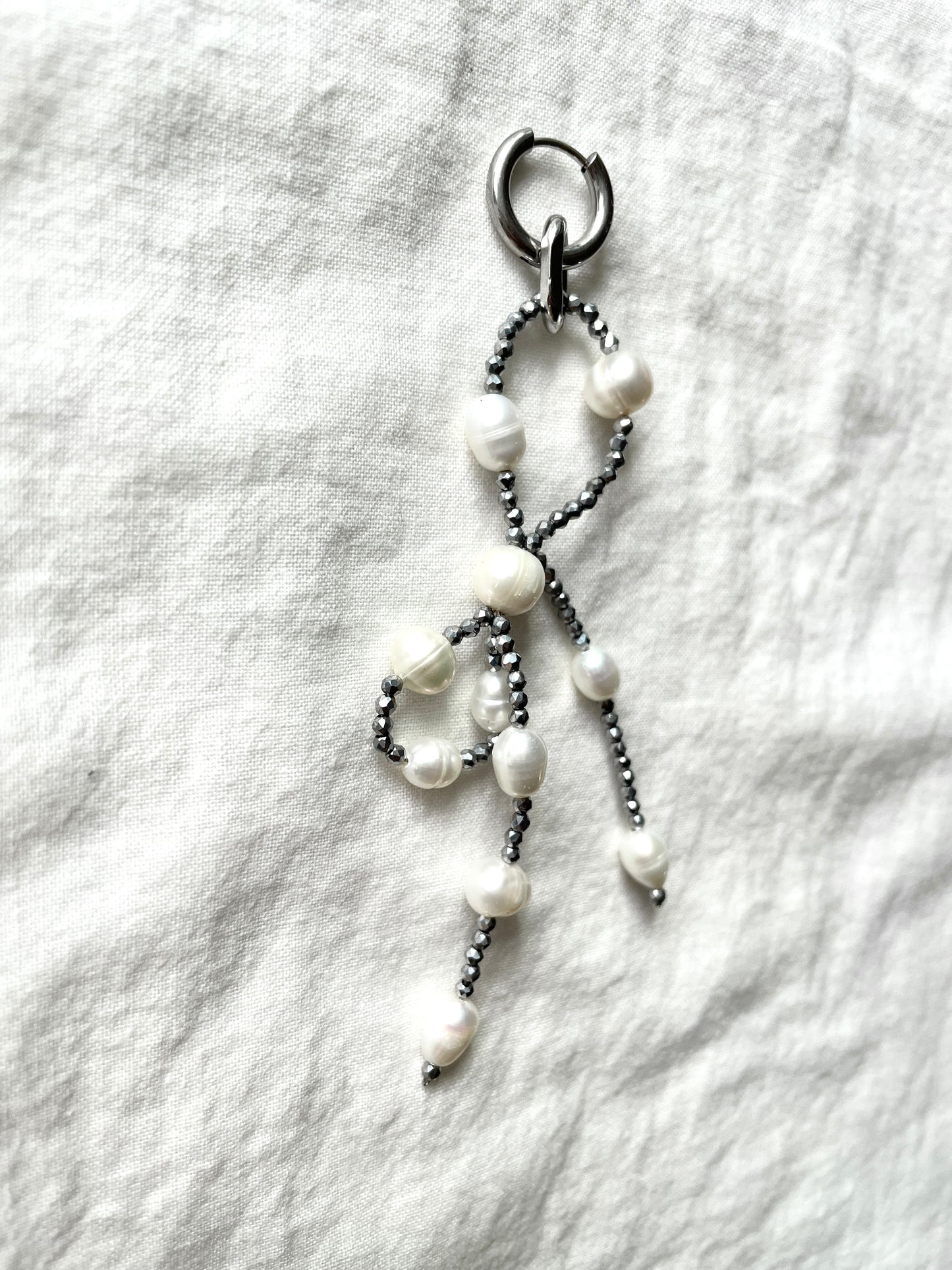 Pearl ribbon earrings J-6 Collection { J } multiple pendant necklace - MEKERA STUDIOS