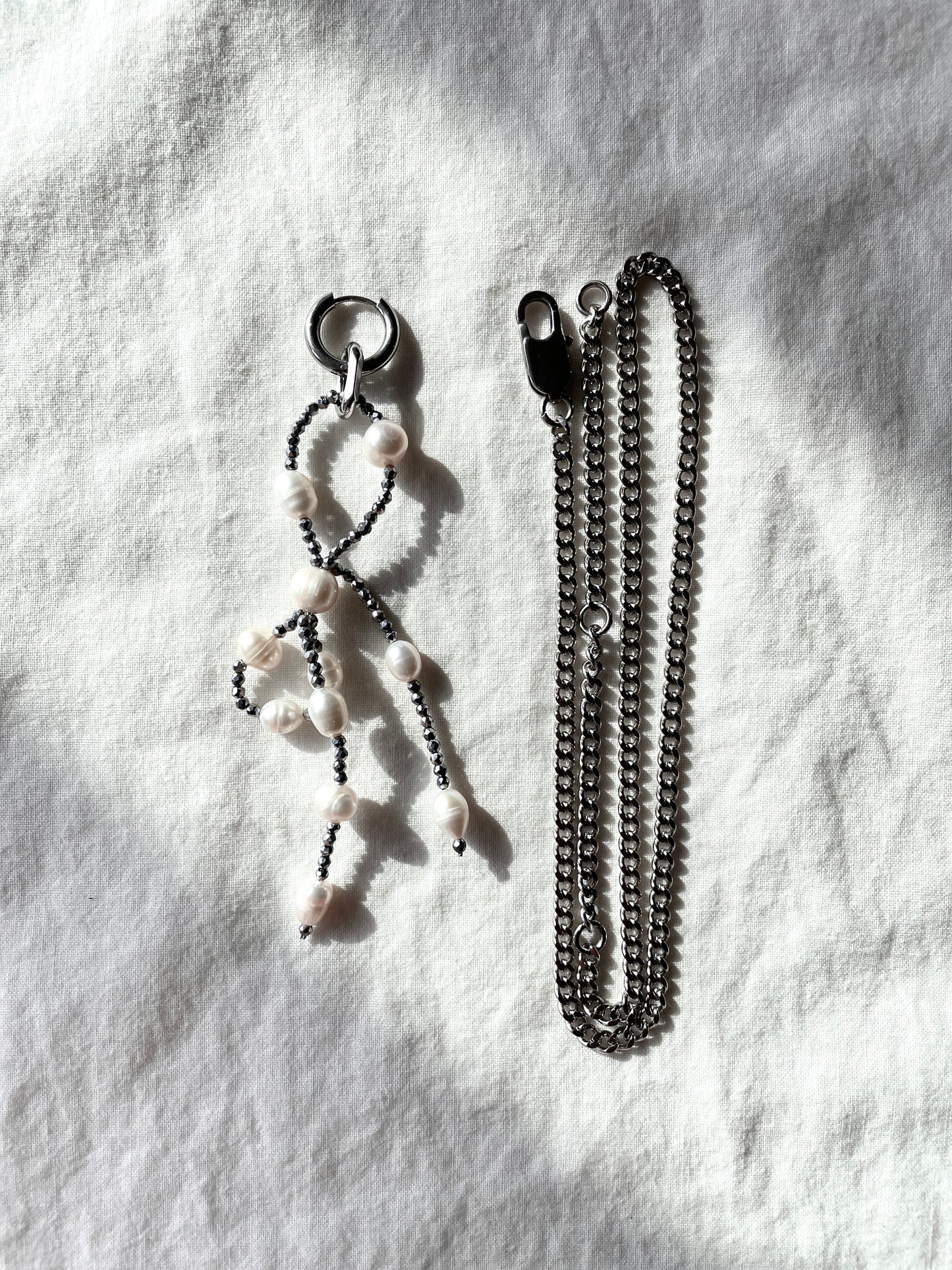 Pearl ribbon earrings J-6 Collection { J } multiple pendant necklace - MEKERA STUDIOS