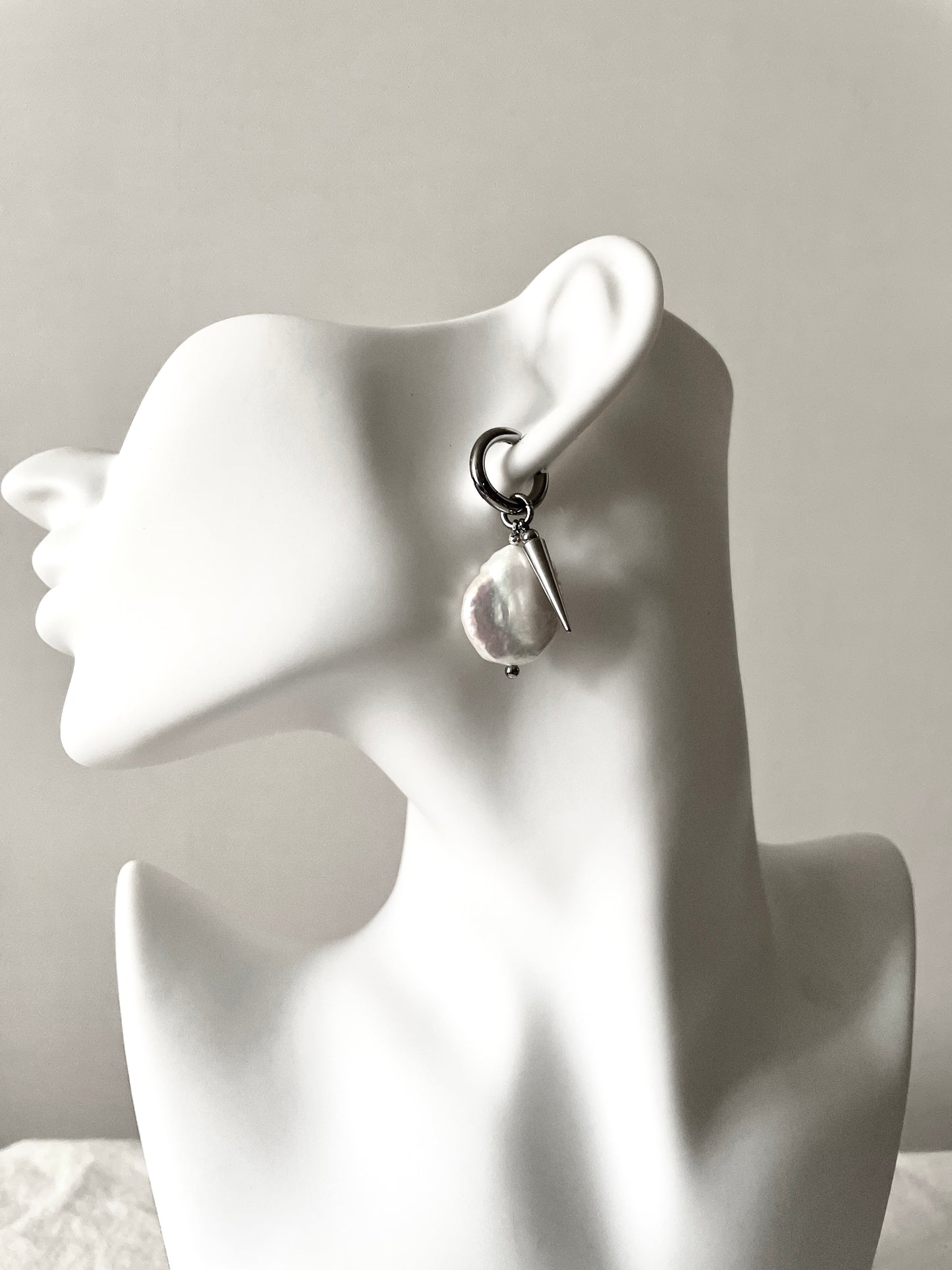 Pearl charm earrings J-8 Collection { J } Spike & Baroque Pearl - MEKERA STUDIOS