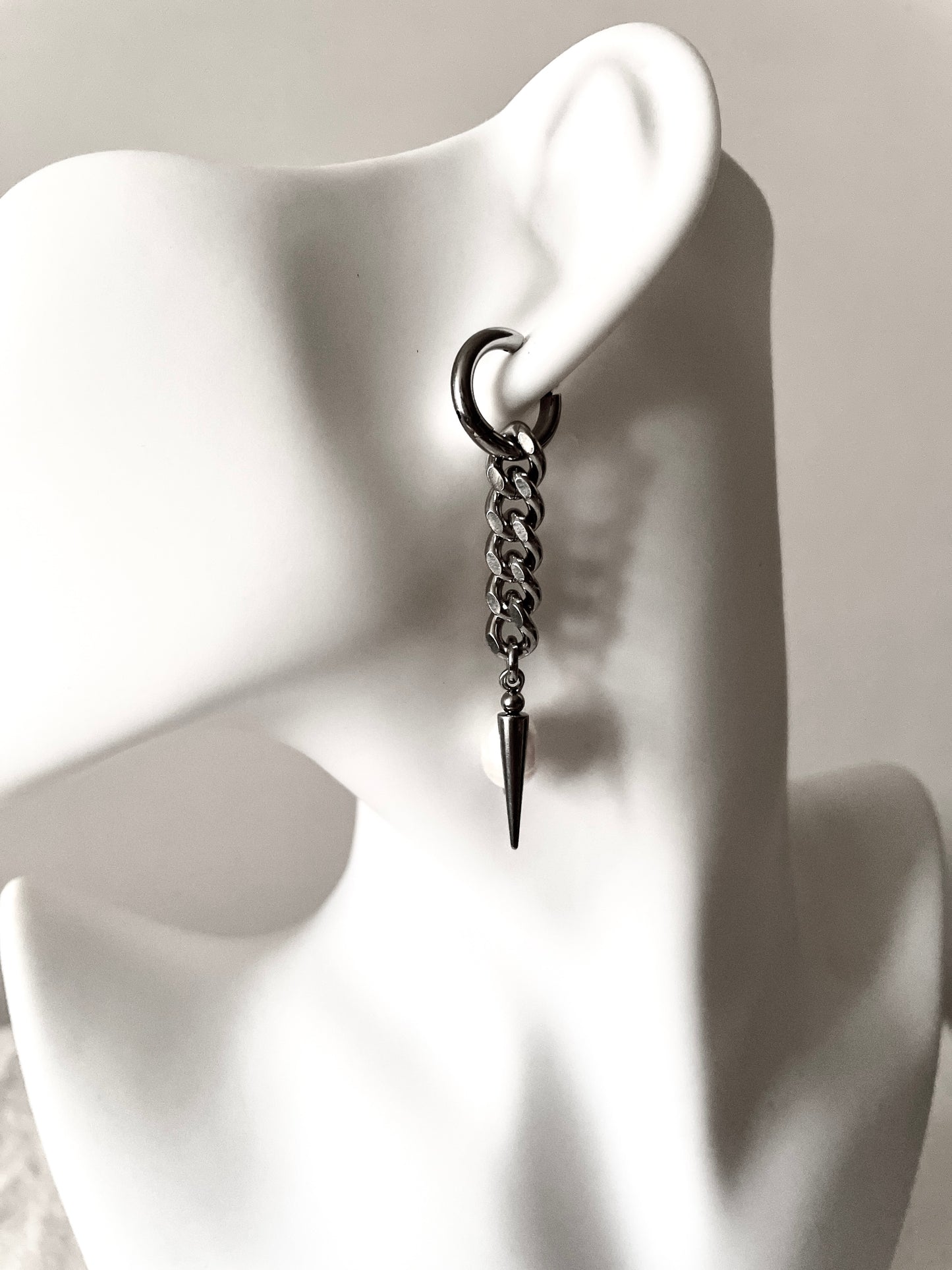 Pearl charm earrings J-8 Collection { J } Spike & Baroque Pearl - MEKERA STUDIOS