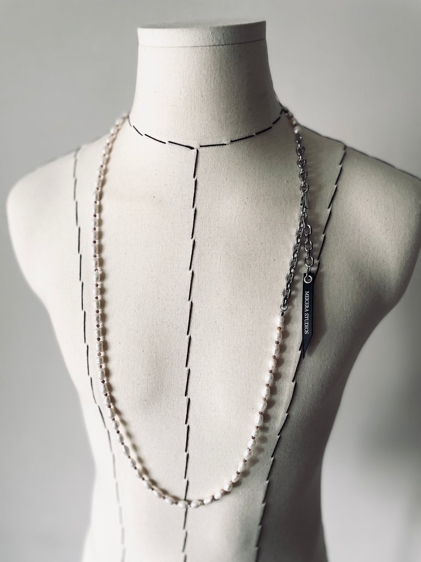 VXP11 Pearl Limited Edition Moonstone Necklace Long chain Handcrafted Choker-MEKERA STUDIOS