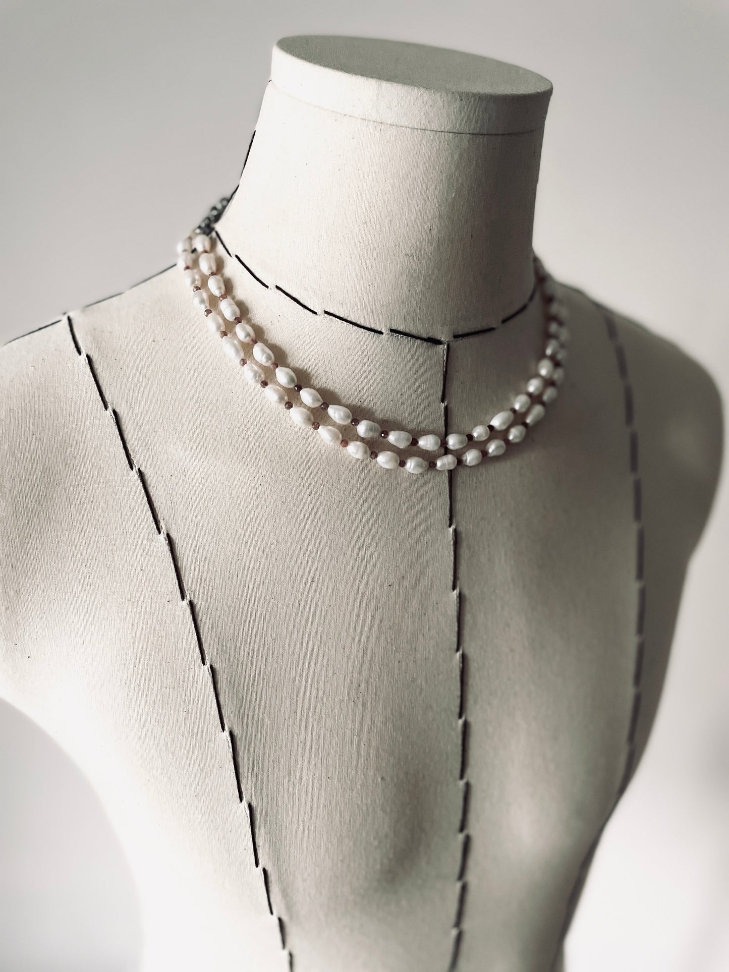 VXP11 Pearl Limited Edition Moonstone Necklace Long chain Handcrafted Choker-MEKERA STUDIOS