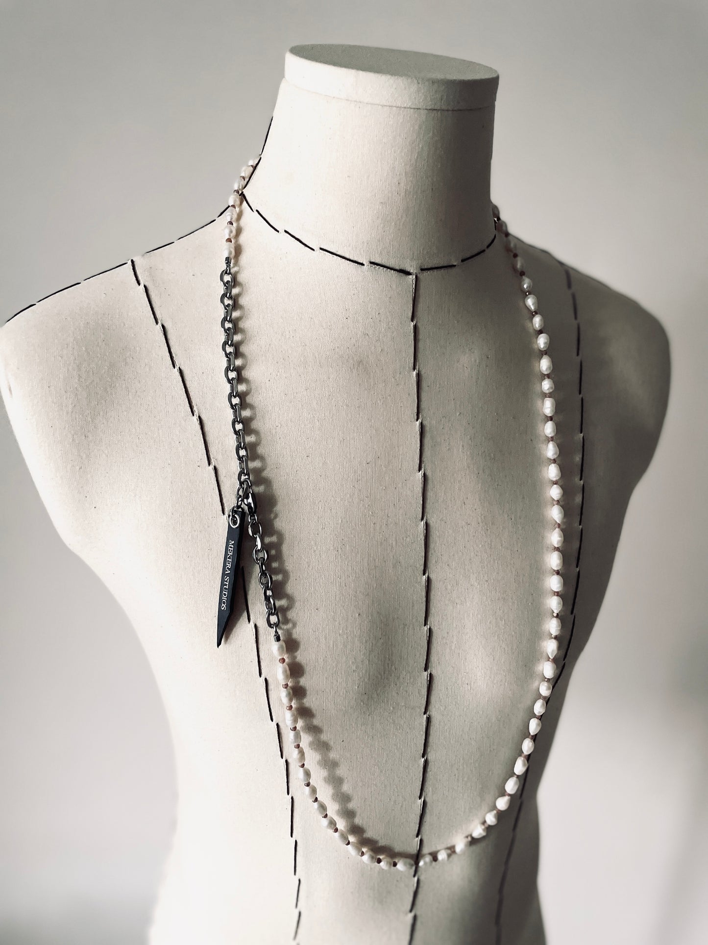 VXP11 Pearl Limited Edition Moonstone Necklace Long chain Handcrafted Choker-MEKERA STUDIOS