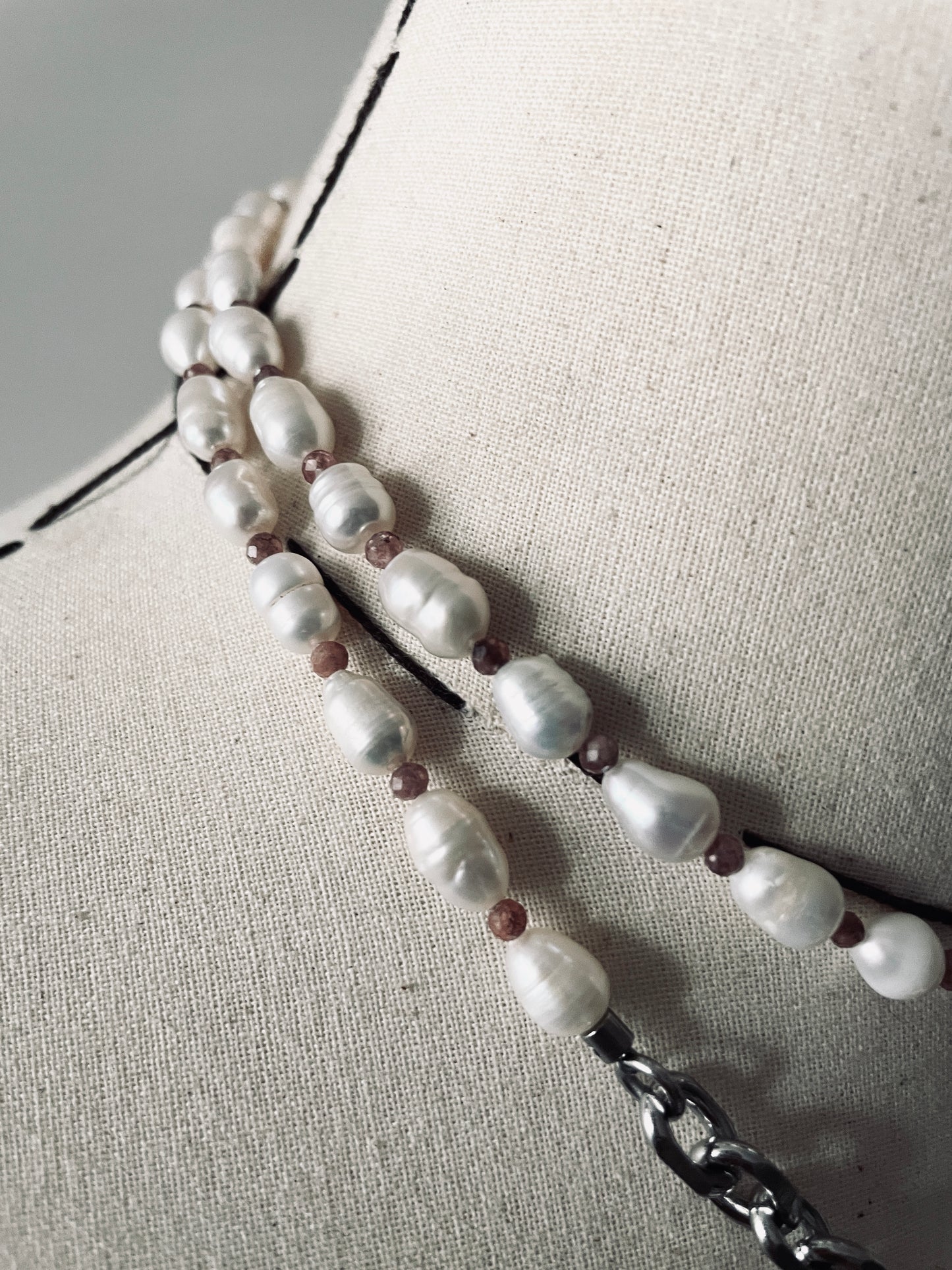 VXP11 Pearl Limited Edition Moonstone Necklace Long chain Handcrafted Choker-MEKERA STUDIOS