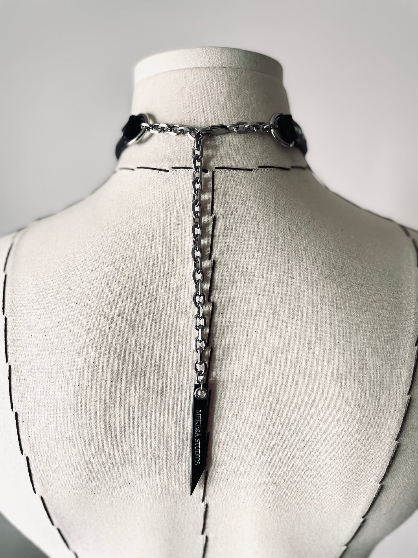 LXXP1 Pearl Leather Choker Limited Edition Handcrafted - MEKERA STUDIOS