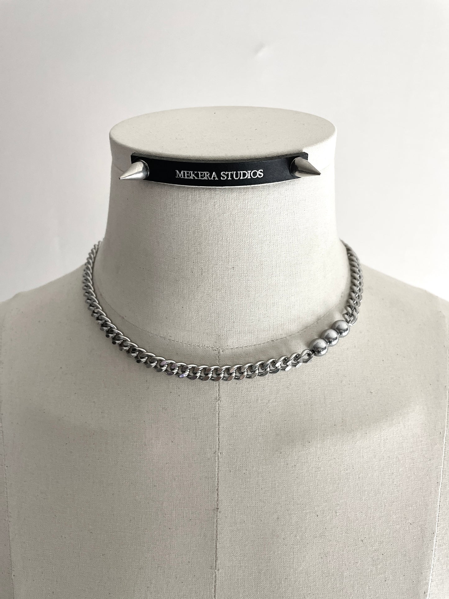 RTB-N7-Silver Hematite Cuban Chain Mix Necklace Stainless steel - MEKERA STUDIOS