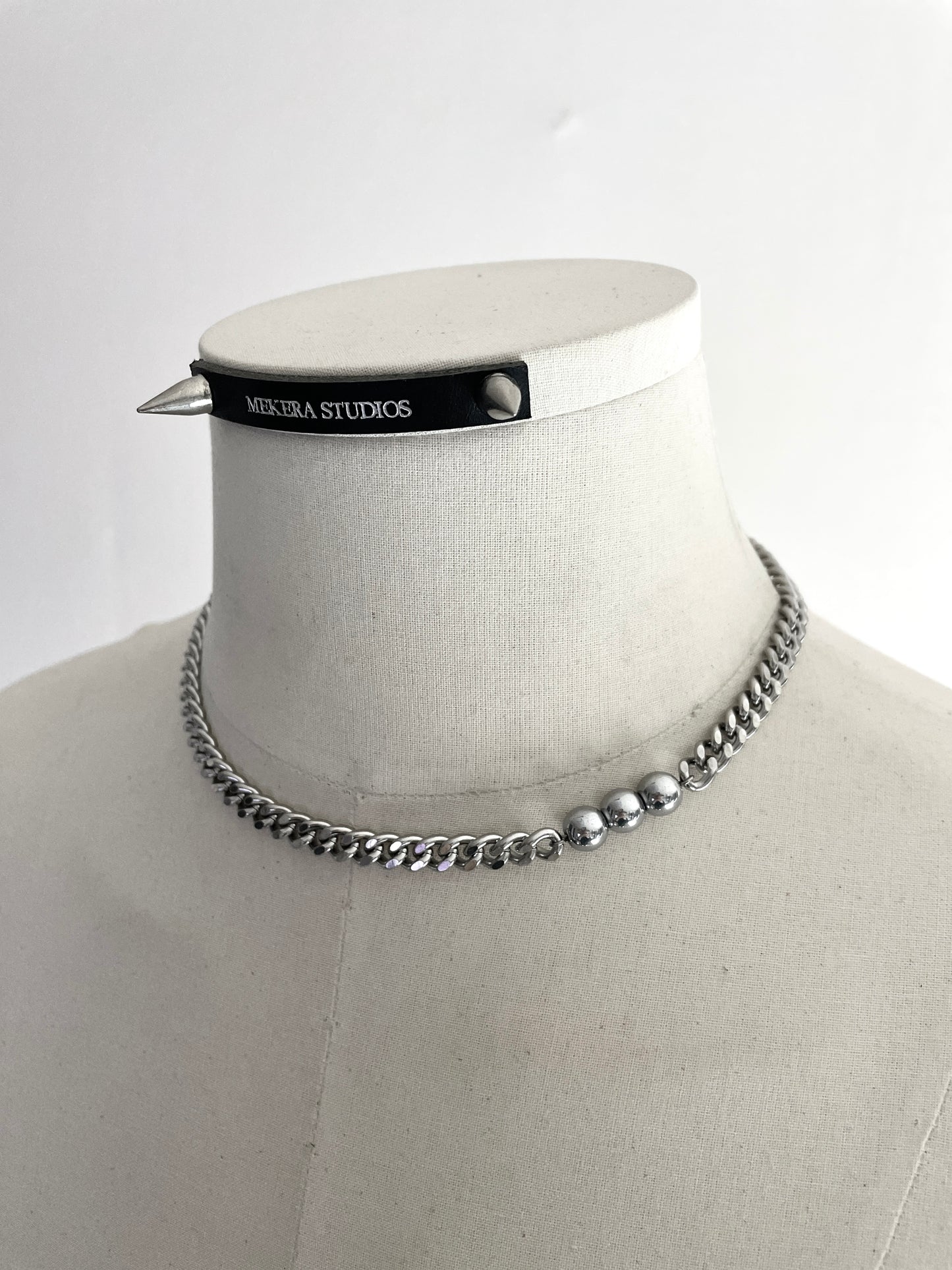 RTB-N7-Silver Hematite Cuban Chain Mix Necklace Stainless steel - MEKERA STUDIOS