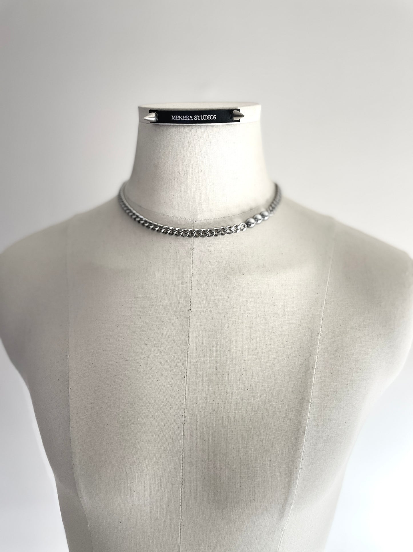 RTB-N7-Silver Hematite Cuban Chain Mix Necklace Stainless steel - MEKERA STUDIOS