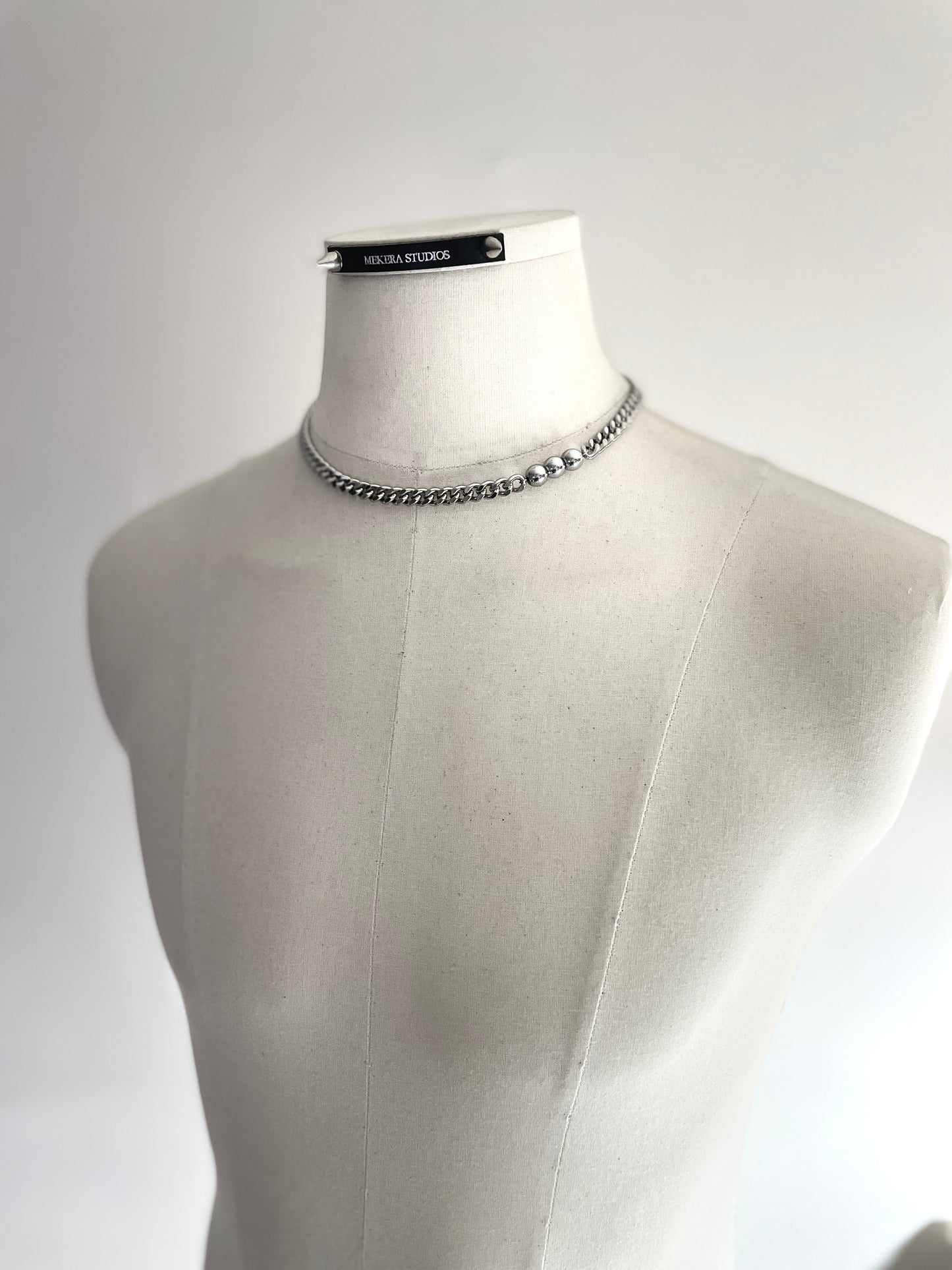 RTB-N7-Silver Hematite Cuban Chain Mix Necklace Stainless steel - MEKERA STUDIOS