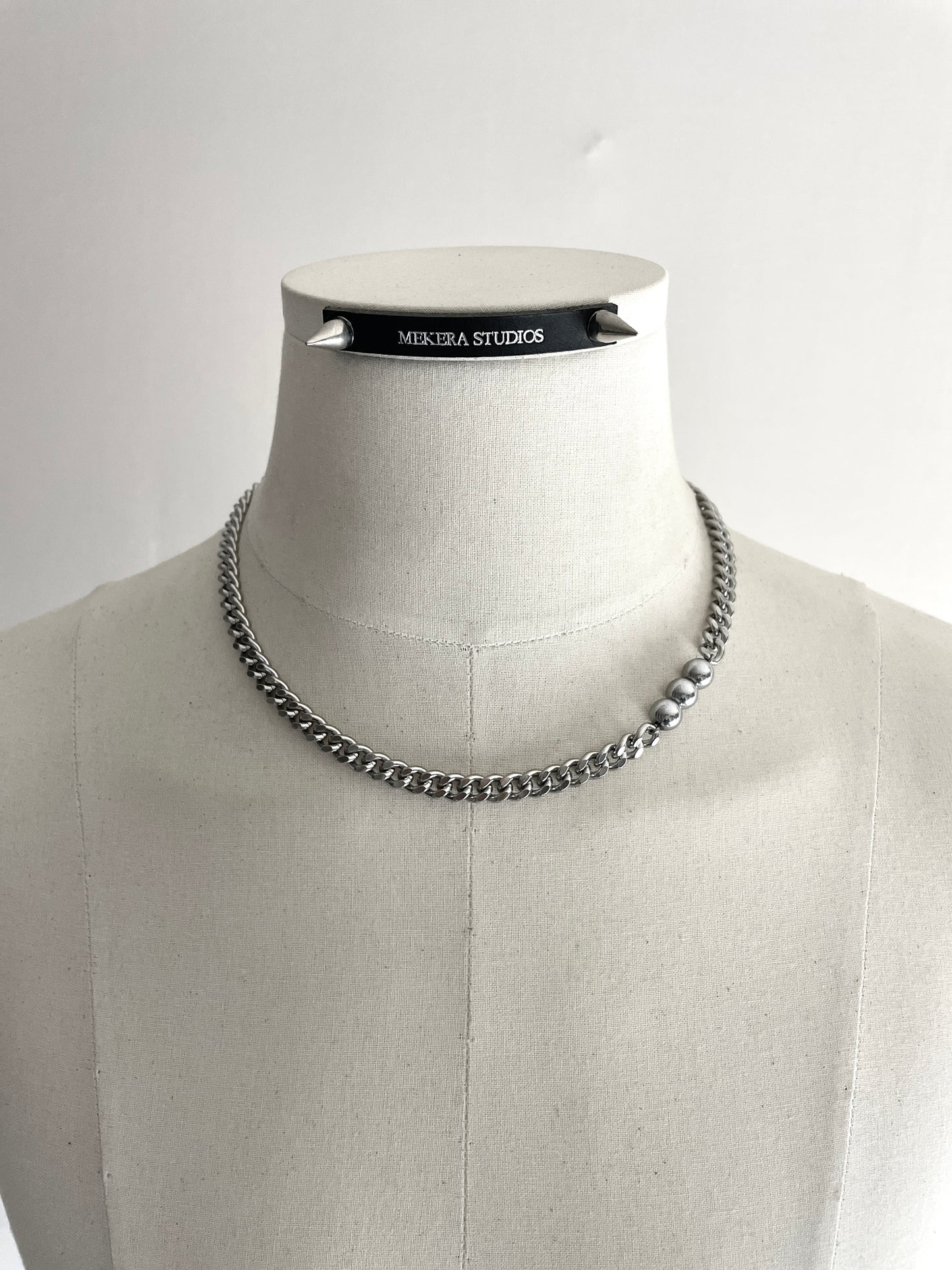 RTB-N7-Silver Hematite Cuban Chain Mix Necklace Stainless steel - MEKERA STUDIOS