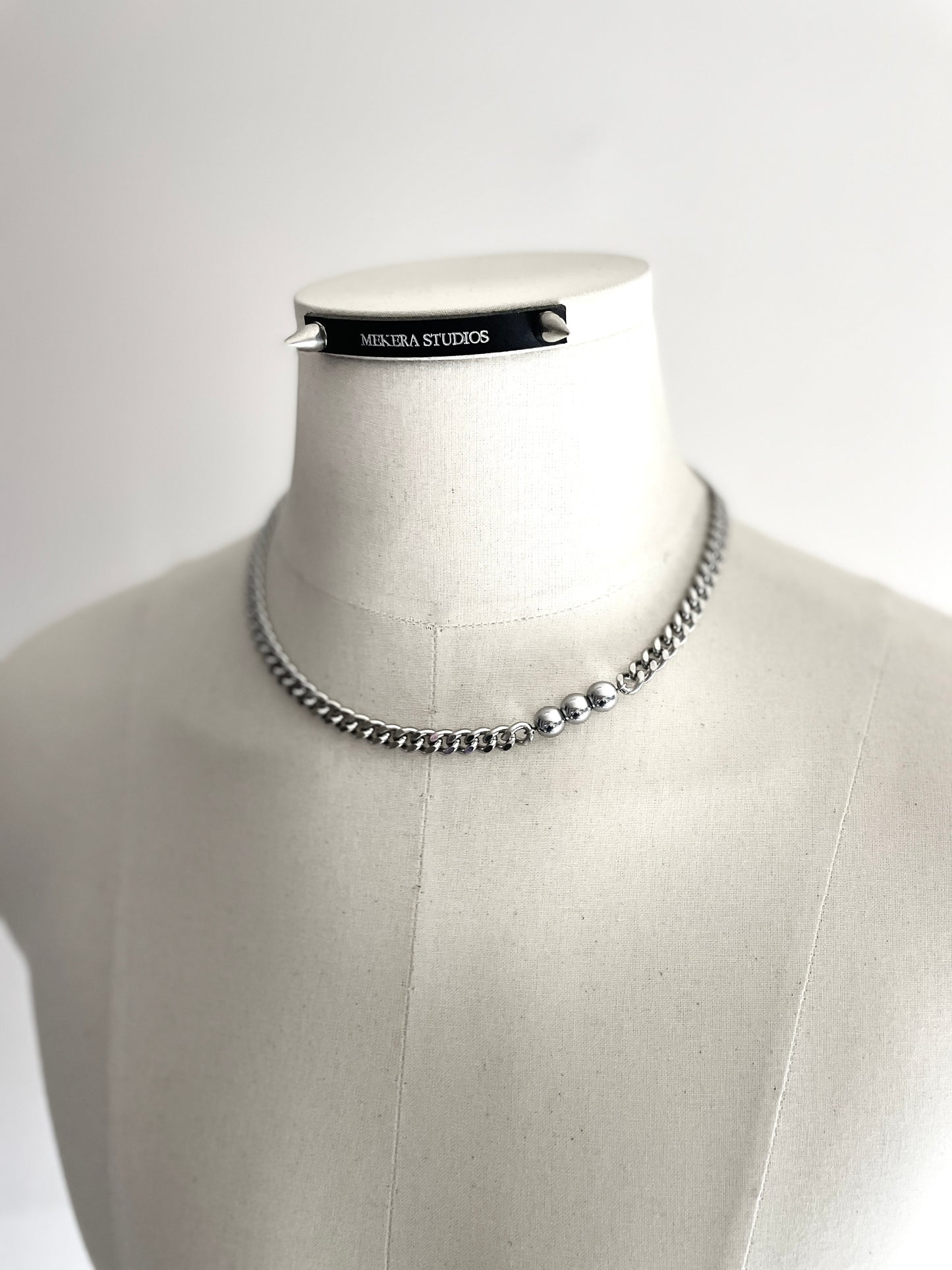 RTB-N7-Silver Hematite Cuban Chain Mix Necklace Stainless steel - MEKERA STUDIOS