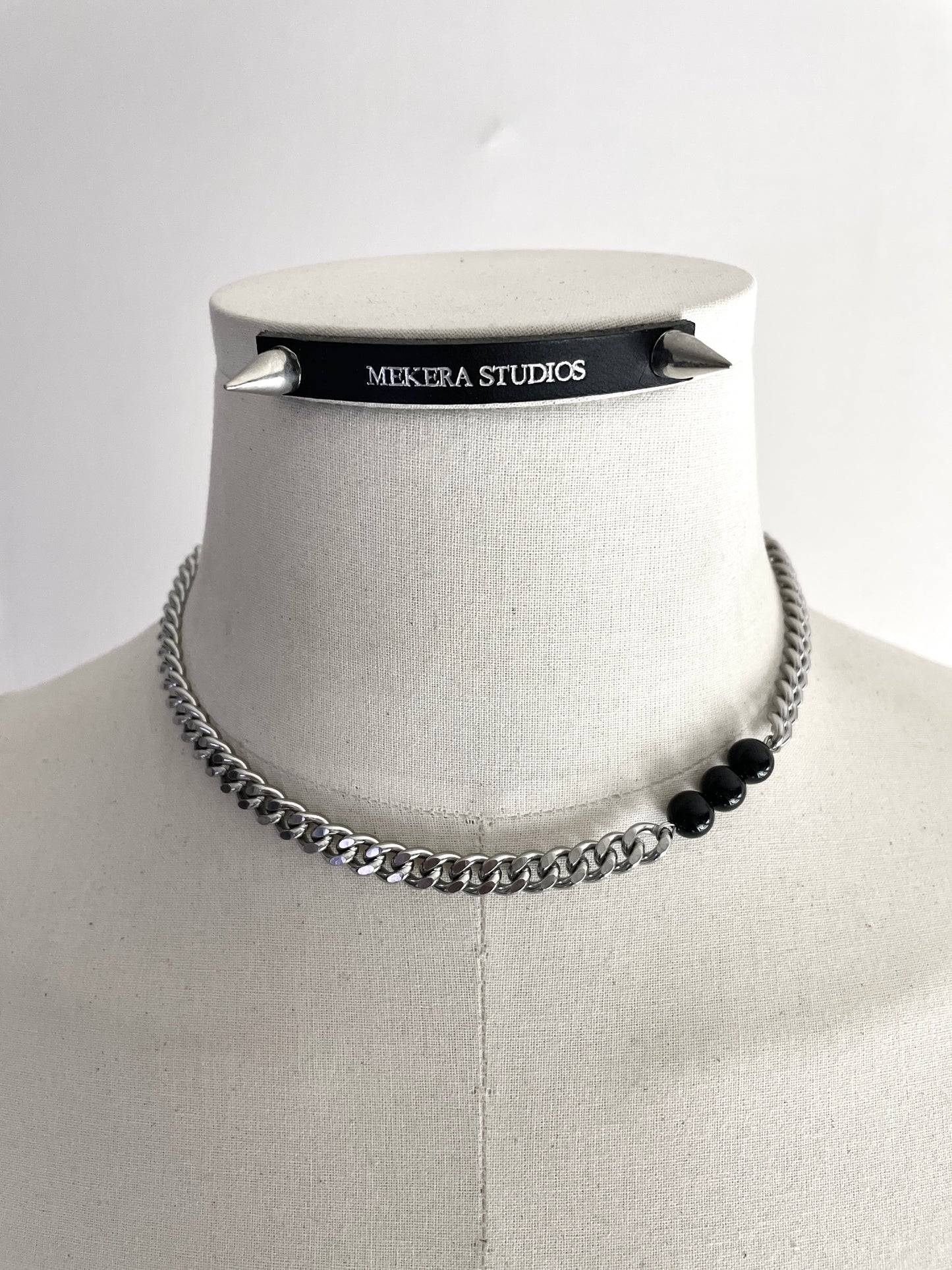 RTB-N7-Onyx Cuban Chain Mix Necklace Stainless steel - MEKERA STUDIOS