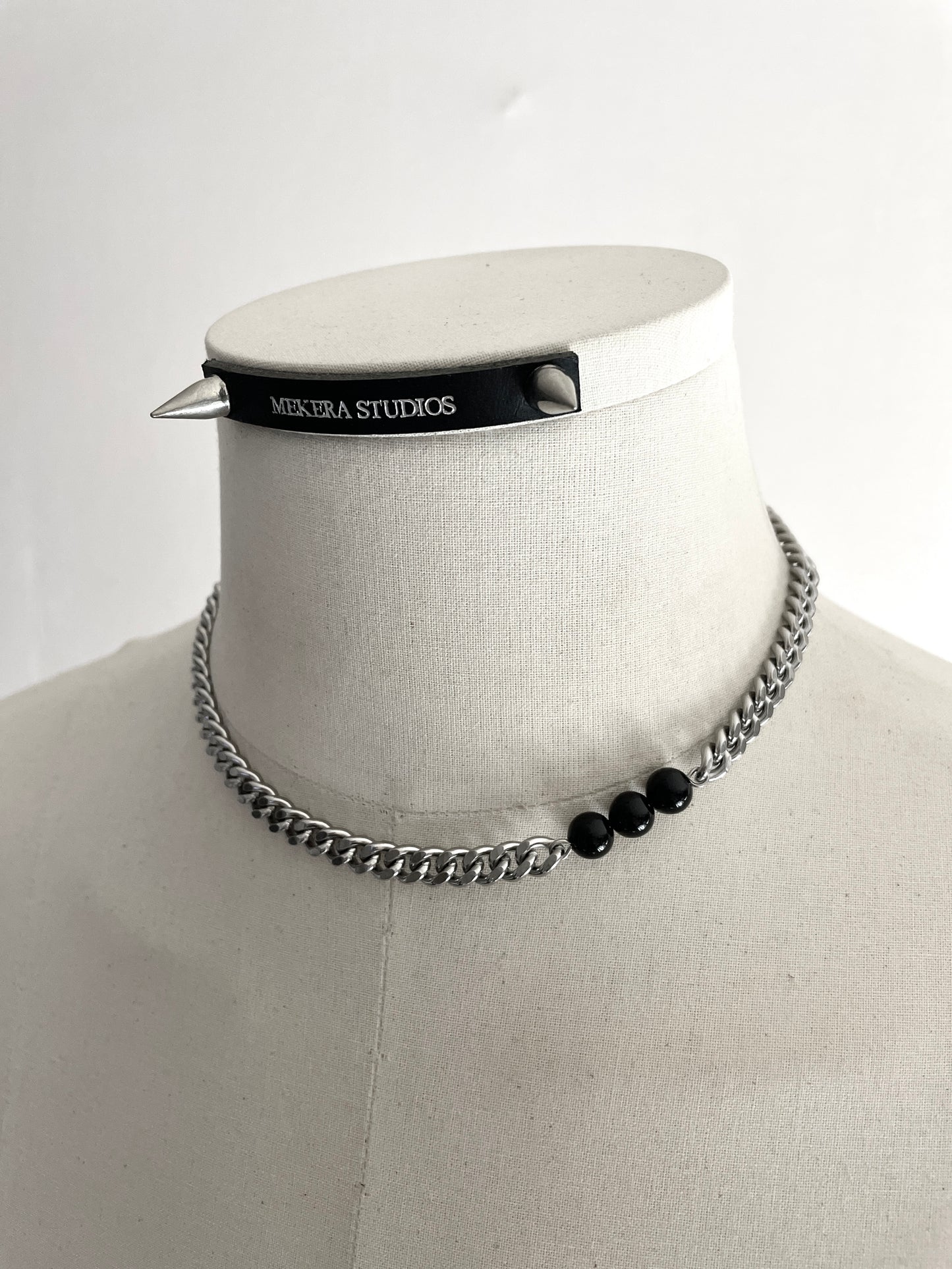 RTB-N7-Onyx Cuban Chain Mix Necklace Stainless steel - MEKERA STUDIOS