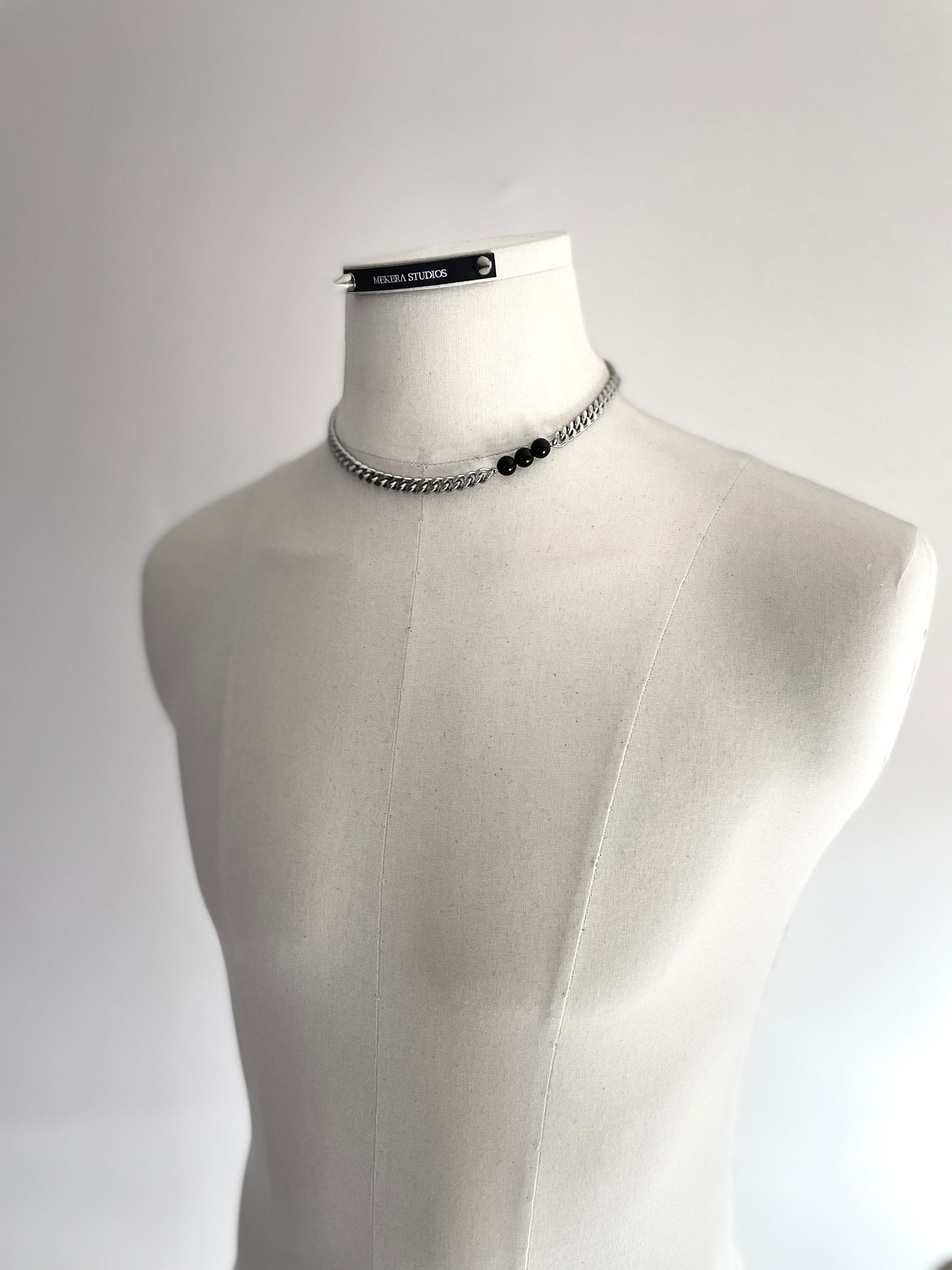 RTB-N7-Onyx Cuban Chain Mix Necklace Stainless steel - MEKERA STUDIOS