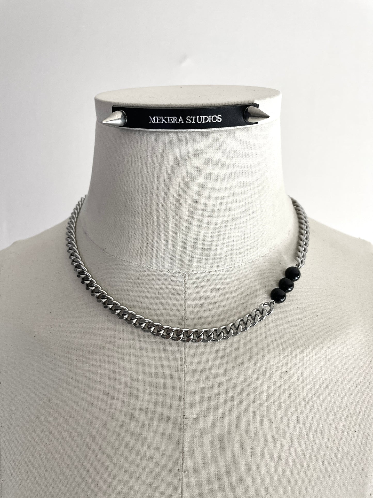 RTB-N7-Onyx Cuban Chain Mix Necklace Stainless steel - MEKERA STUDIOS
