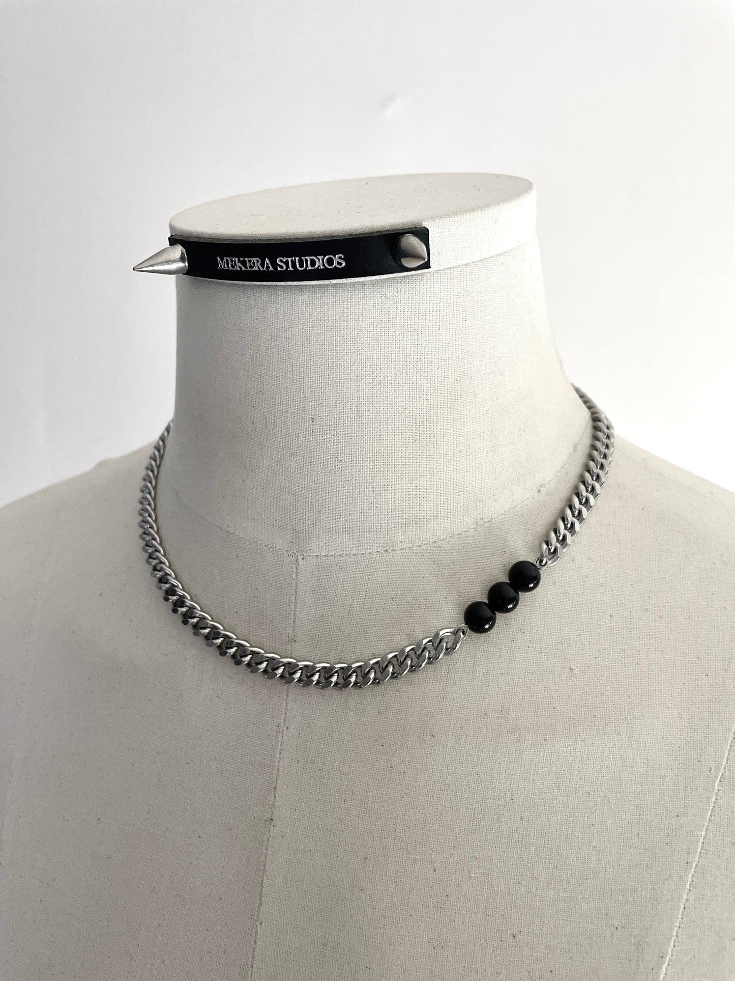 RTB-N7-Onyx Cuban Chain Mix Necklace Stainless steel - MEKERA STUDIOS