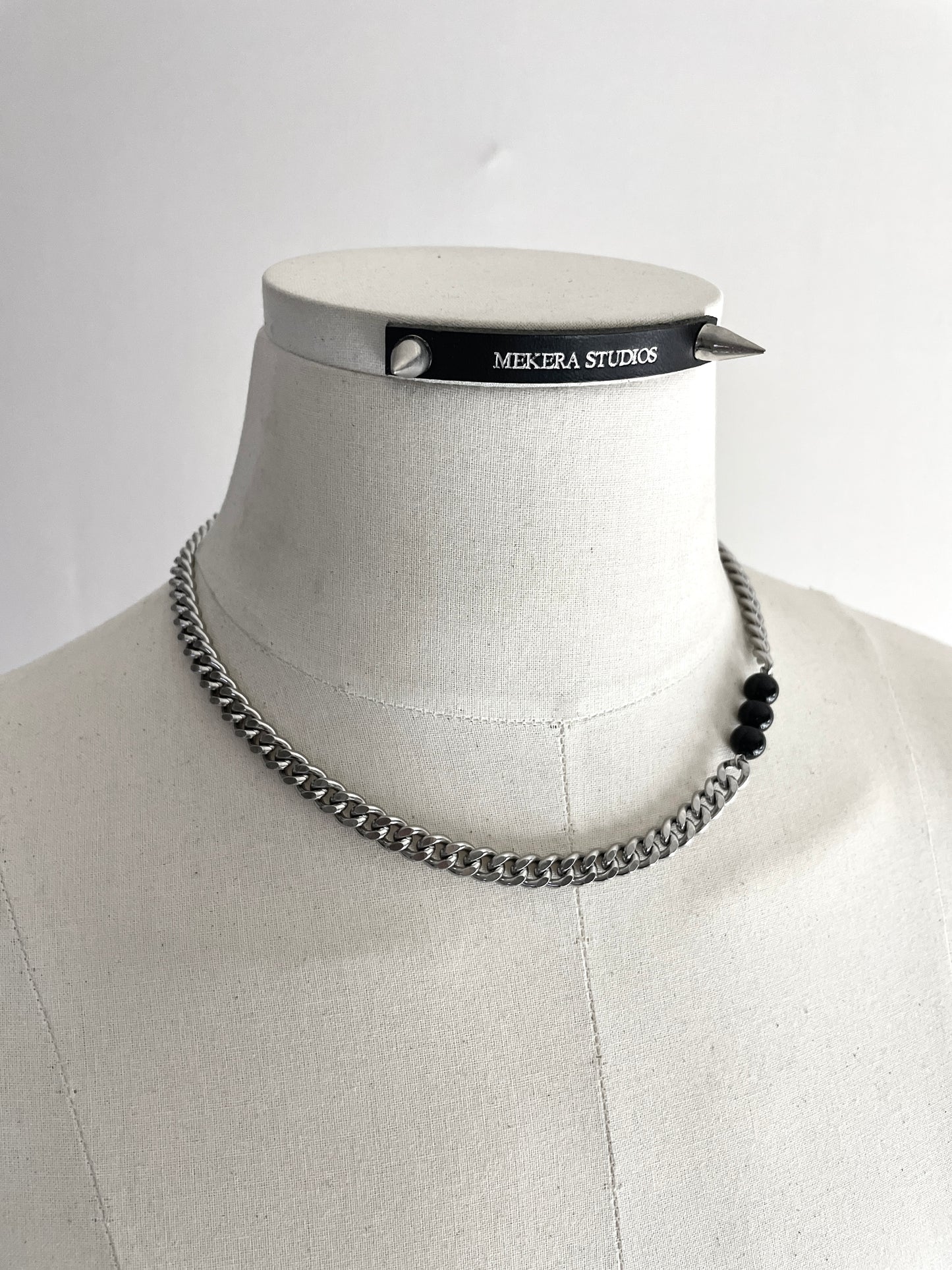 RTB-N7-Onyx Cuban Chain Mix Necklace Stainless steel - MEKERA STUDIOS