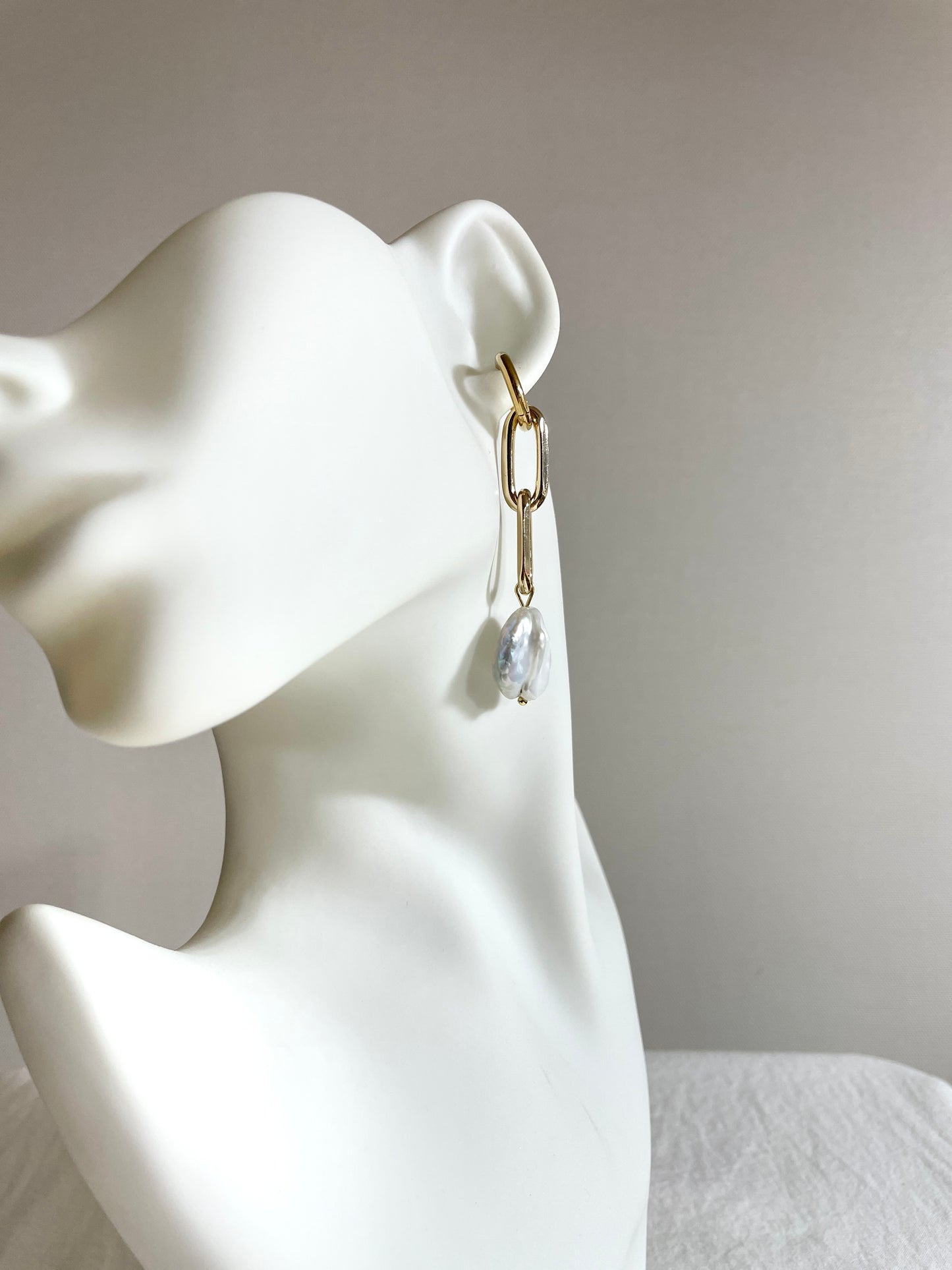 Pearl Gold Earrings J-9 Collection { J } Baroque Pearl - MEKERA STUDIOS