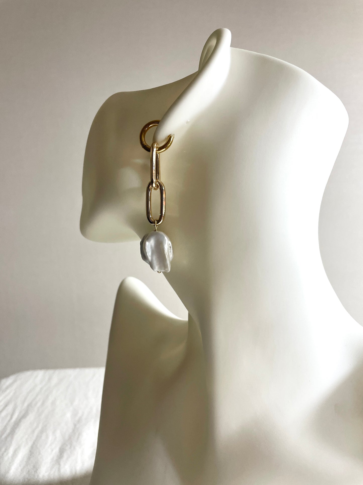 Pearl Gold Earrings J-9 Collection { J } Baroque Pearl - MEKERA STUDIOS