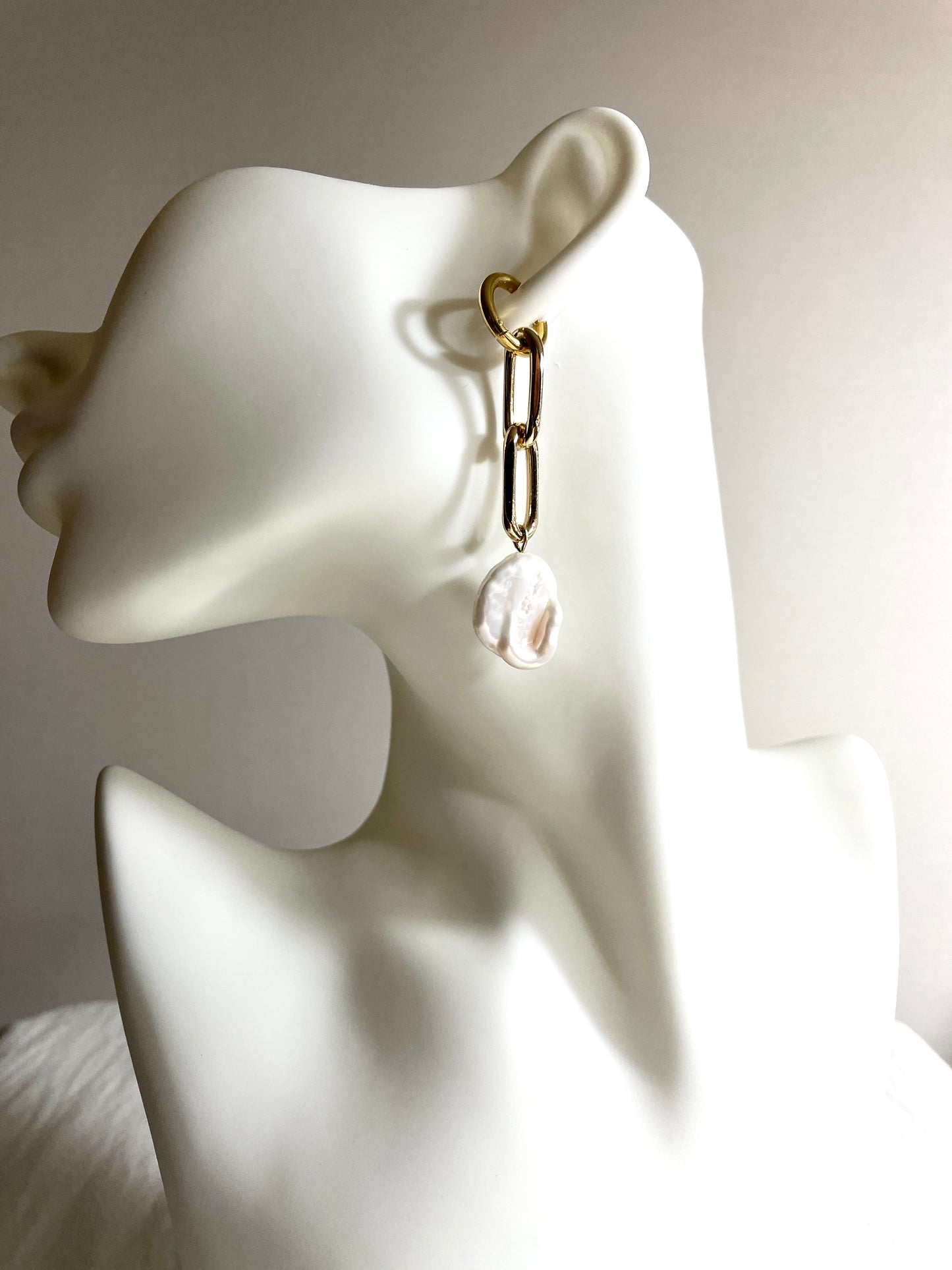 Pearl Gold Earrings J-9 Collection { J } Baroque Pearl - MEKERA STUDIOS