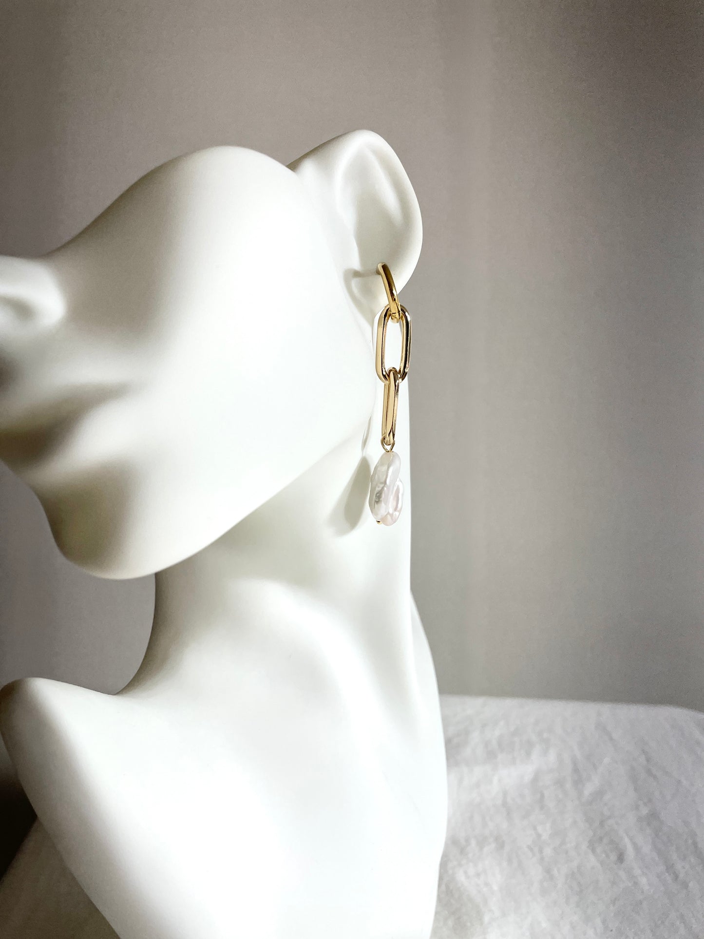 Pearl Gold Earrings J-9 Collection { J } Baroque Pearl - MEKERA STUDIOS