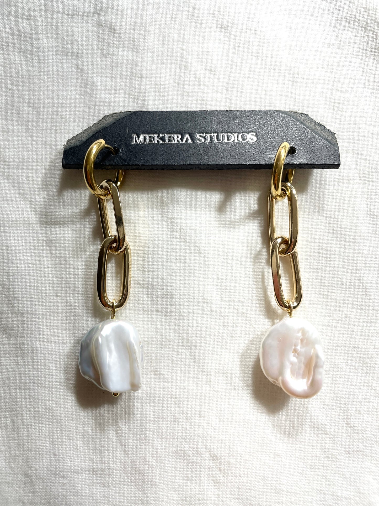 Pearl Gold Earrings J-9 Collection { J } Baroque Pearl - MEKERA STUDIOS