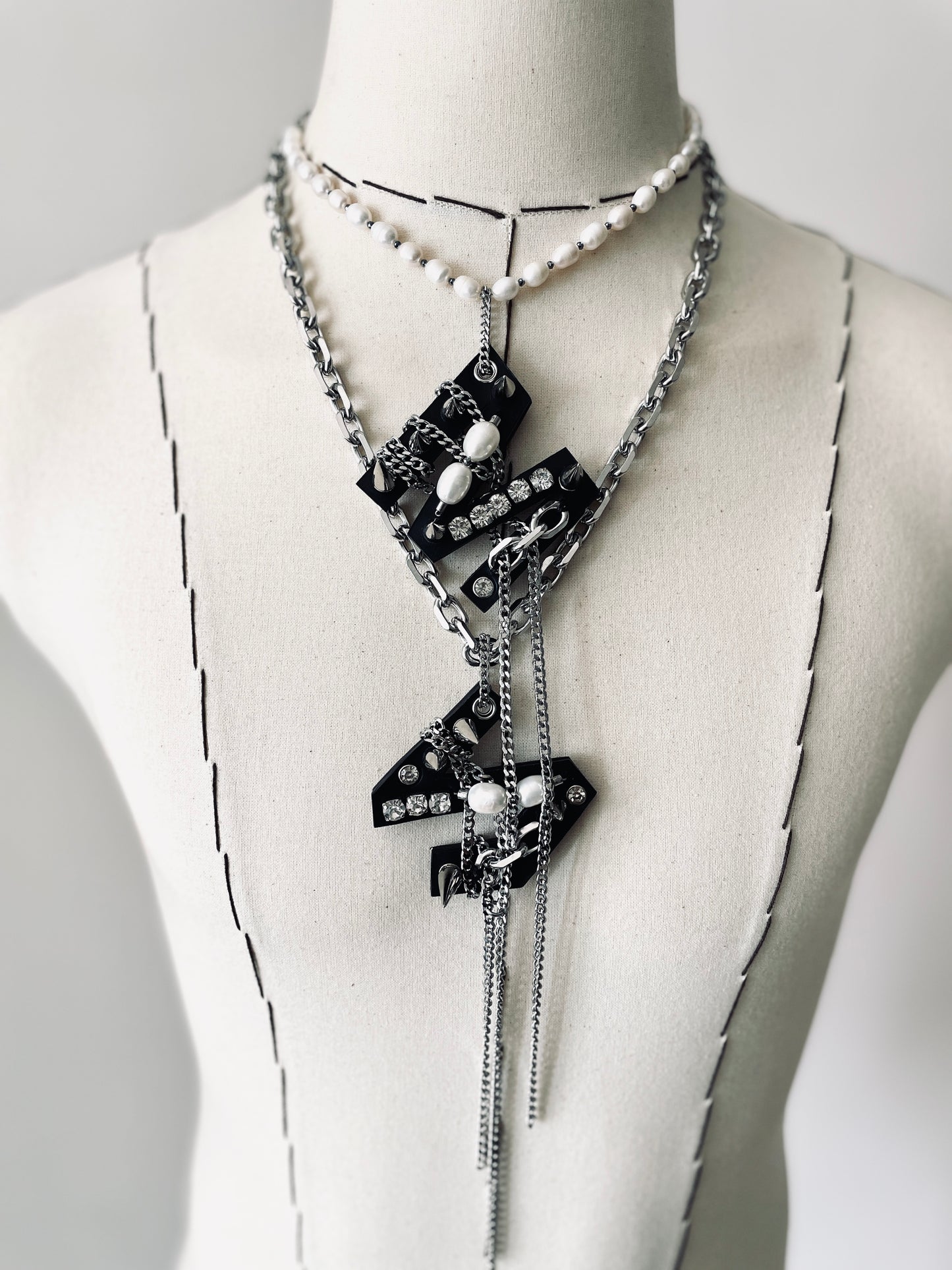 Initial S - The K Initial Collection Pearl Leather Pendant Choker Limited Edition Handcrafted Necklace - MEKERA STUDIOS