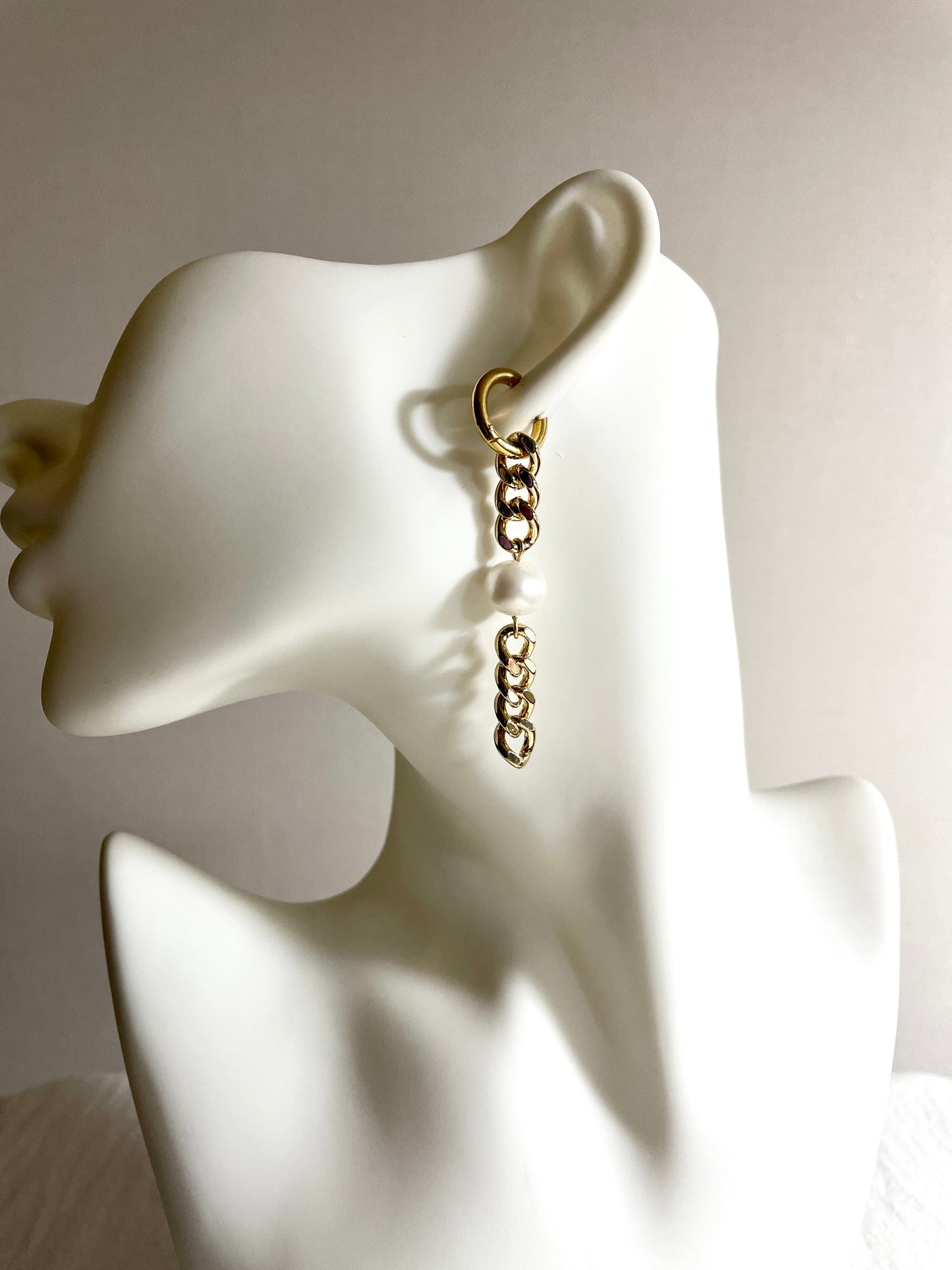 Pearl Gold Earrings J-10 Collection { J } Baroque Pearl - MEKERA STUDIOS