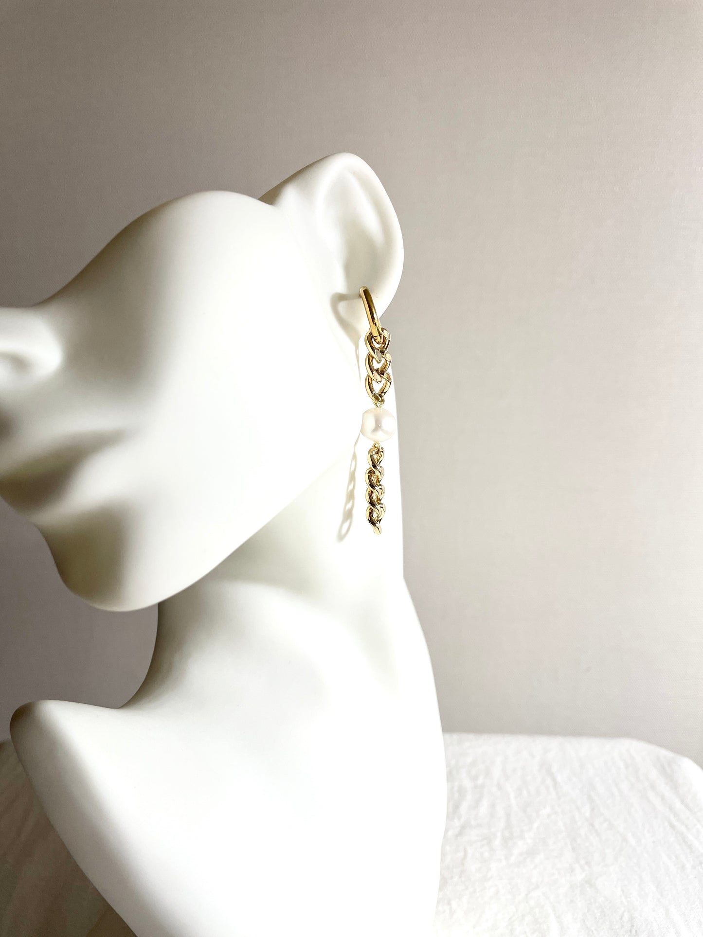 Pearl Gold Earrings J-10 Collection { J } Baroque Pearl - MEKERA STUDIOS