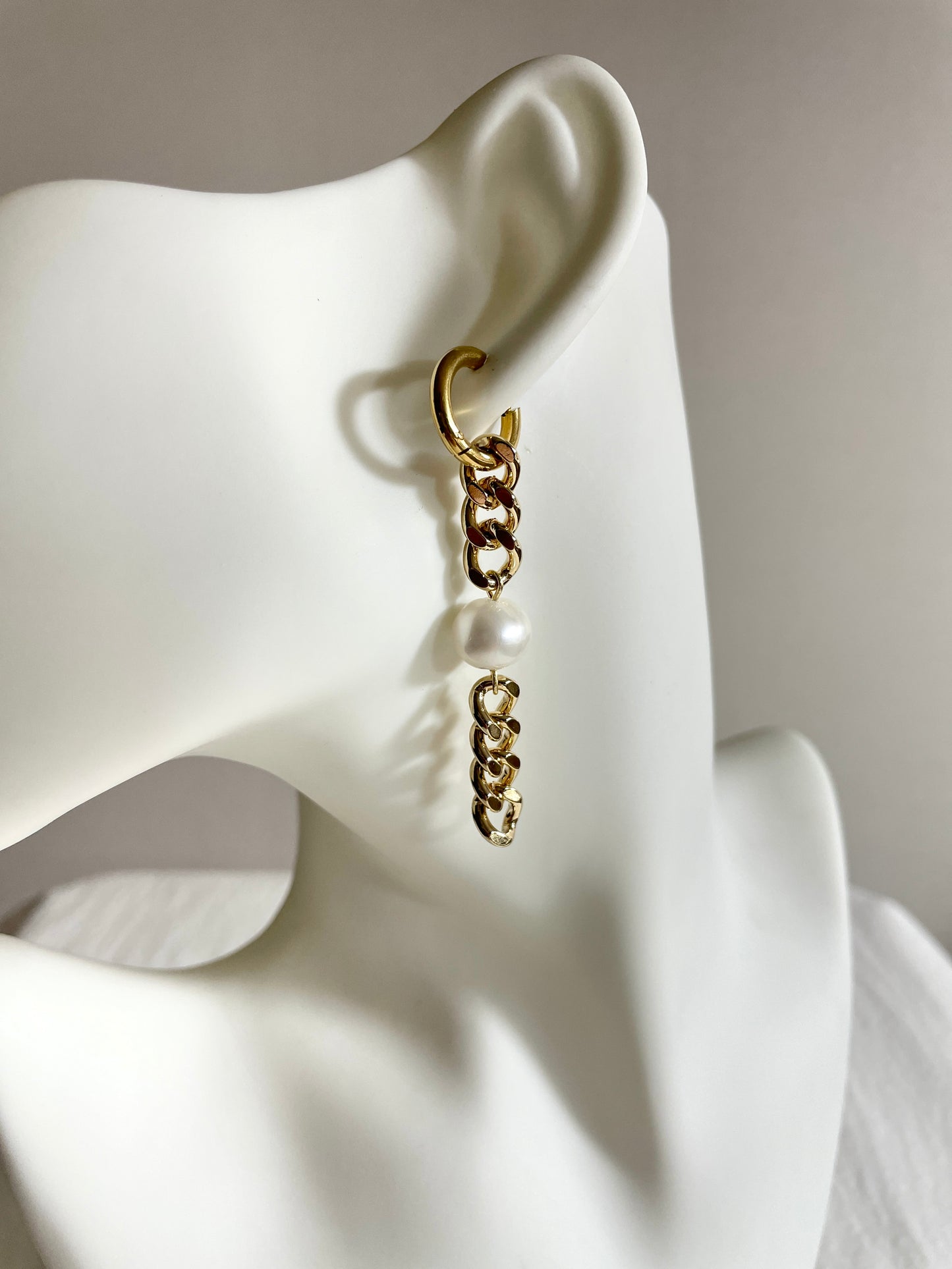 Pearl Gold Earrings J-10 Collection { J } Baroque Pearl - MEKERA STUDIOS