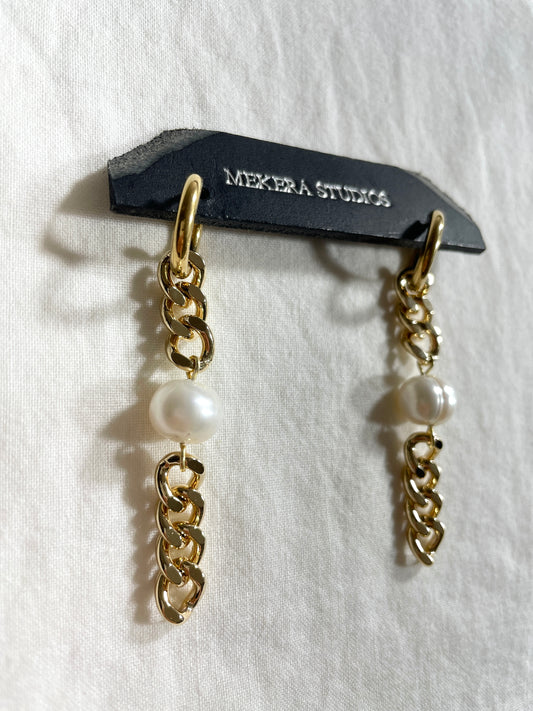 Pearl Gold Earrings J-10 Collection { J } Baroque Pearl - MEKERA STUDIOS