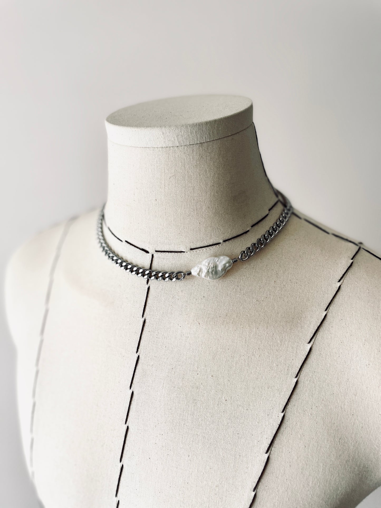 BPC1 Baroque pearl Limited Edition Handcrafted Necklace Long chain Choker - MEKERA STUDIOS