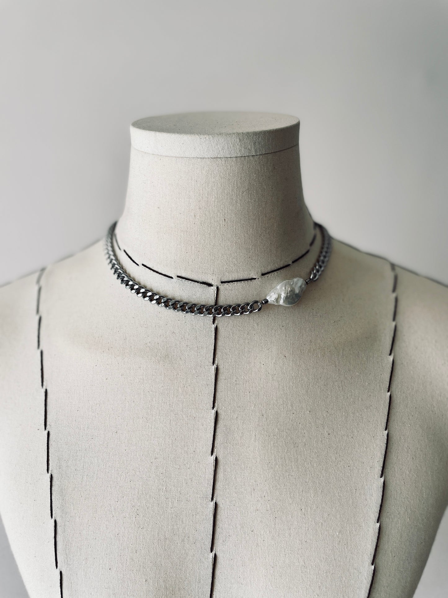 BPC1 Baroque pearl Limited Edition Handcrafted Necklace Long chain Choker - MEKERA STUDIOS