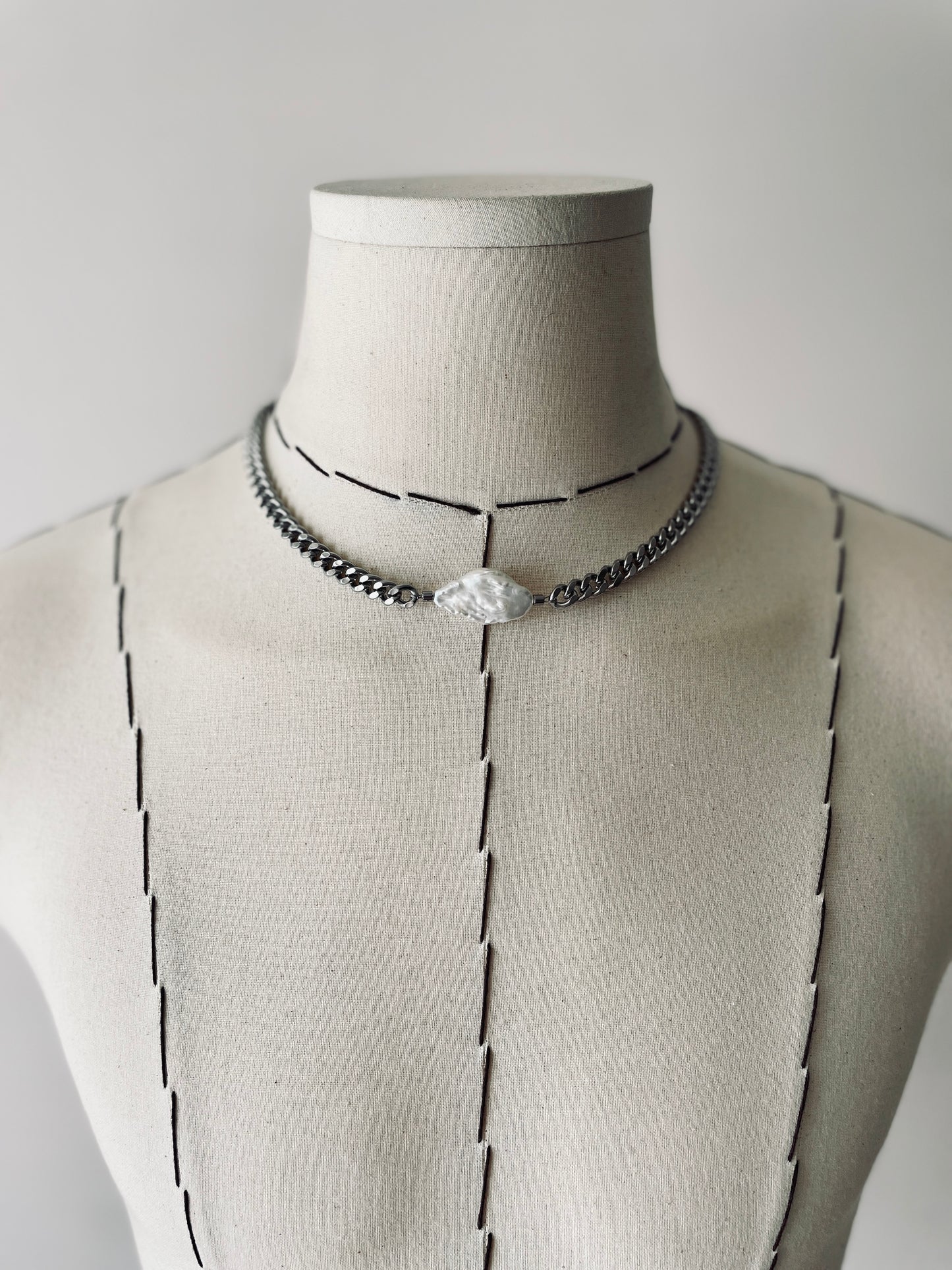 BPC1 Baroque pearl Limited Edition Handcrafted Necklace Long chain Choker - MEKERA STUDIOS