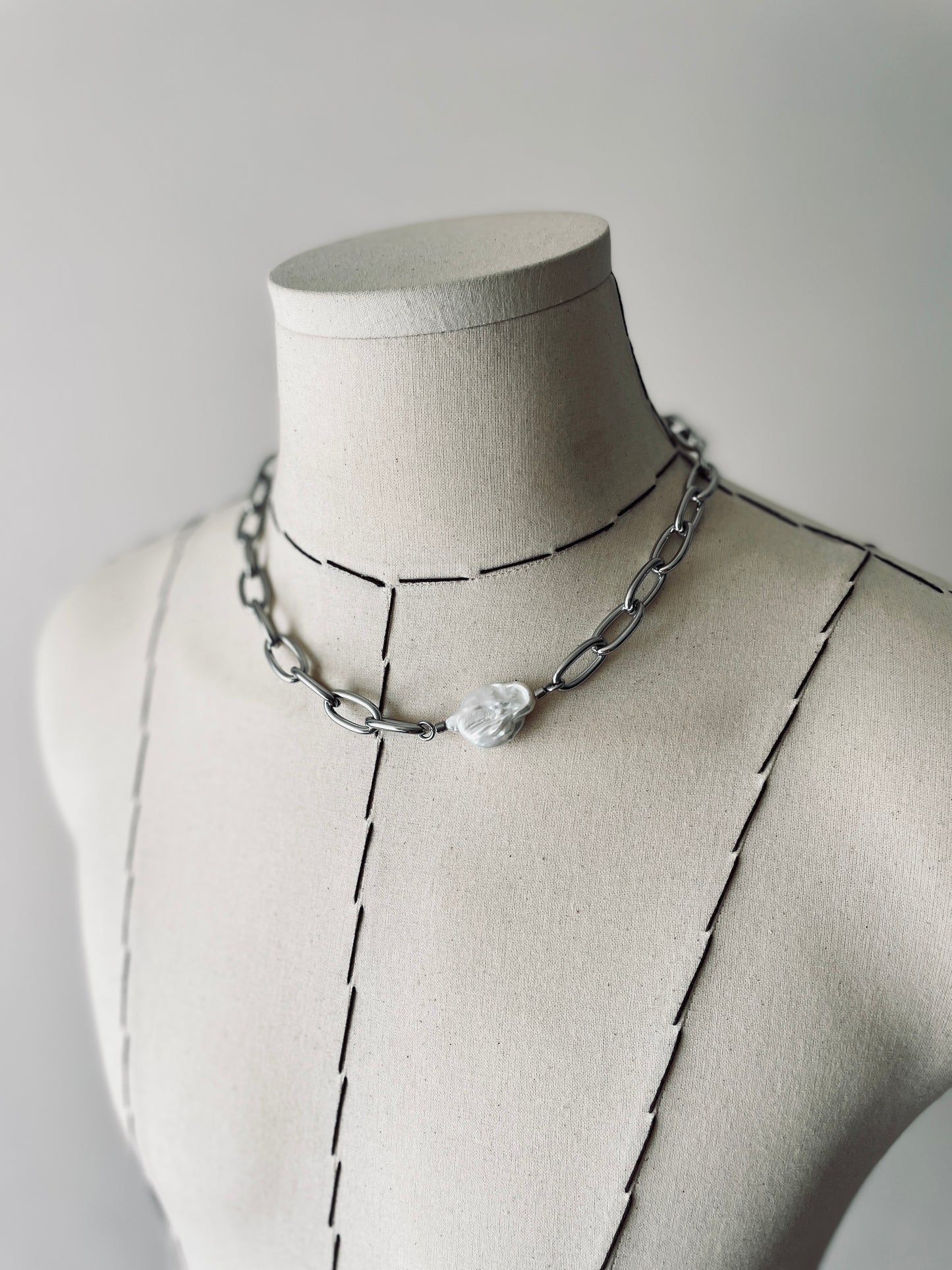 BPC2 Baroque pearl Limited Edition Handcrafted Necklace Long chain Choker - MEKERA STUDIOS