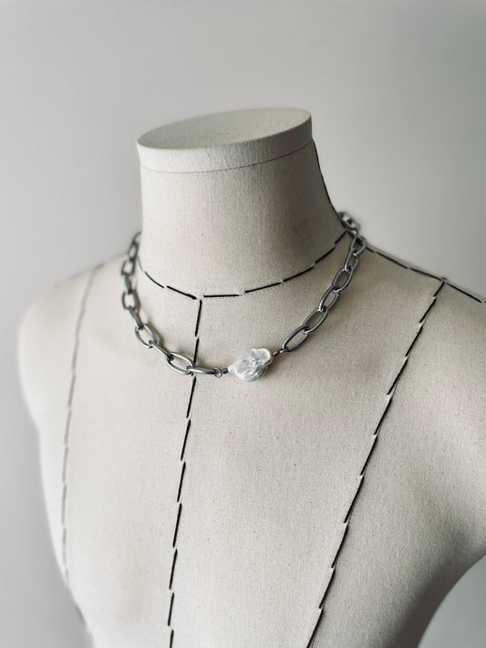 BPC2 Baroque pearl Limited Edition Handcrafted Necklace Long chain Choker - MEKERA STUDIOS