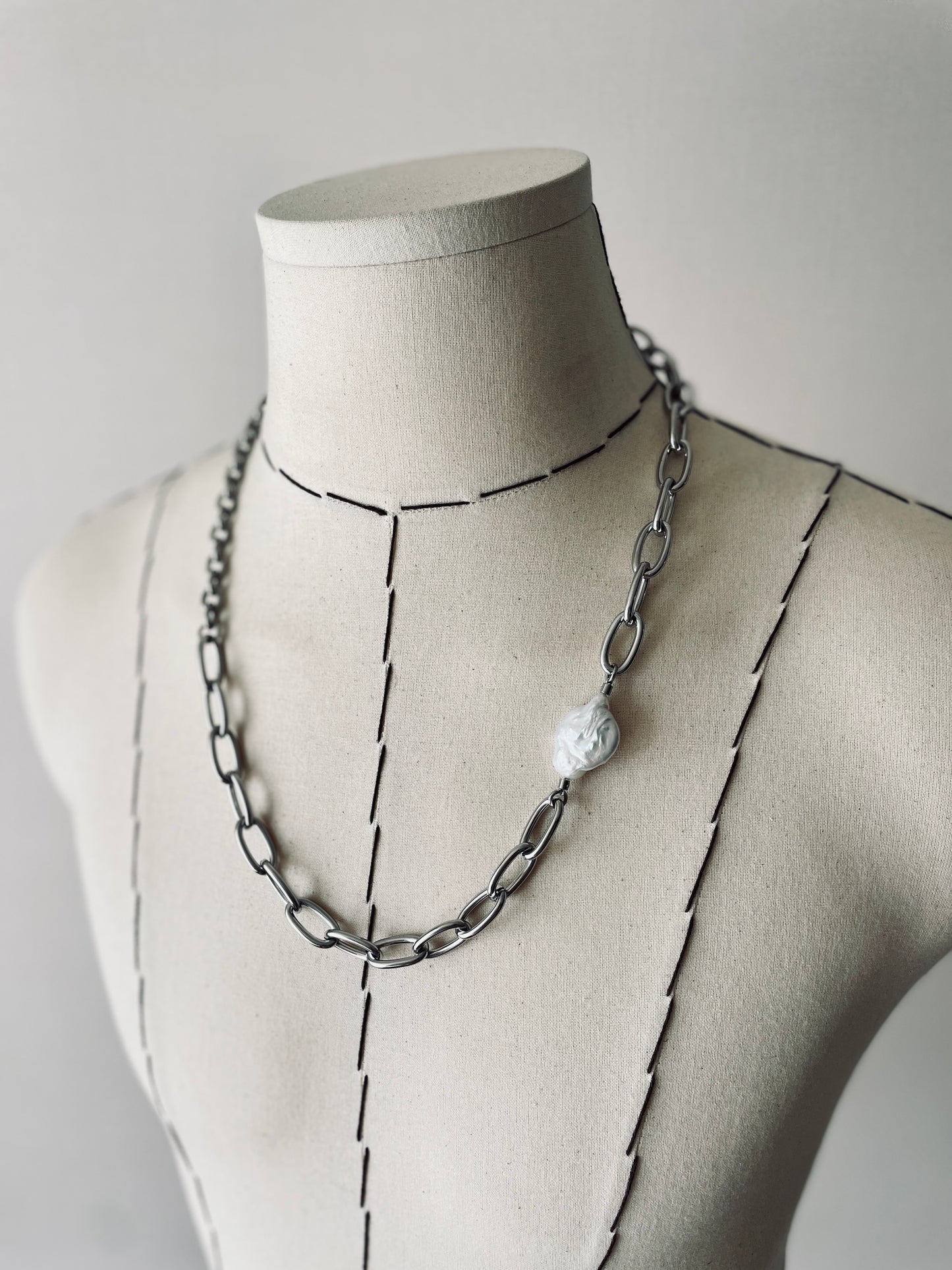 BPC2 Baroque pearl Limited Edition Handcrafted Necklace Long chain Choker - MEKERA STUDIOS