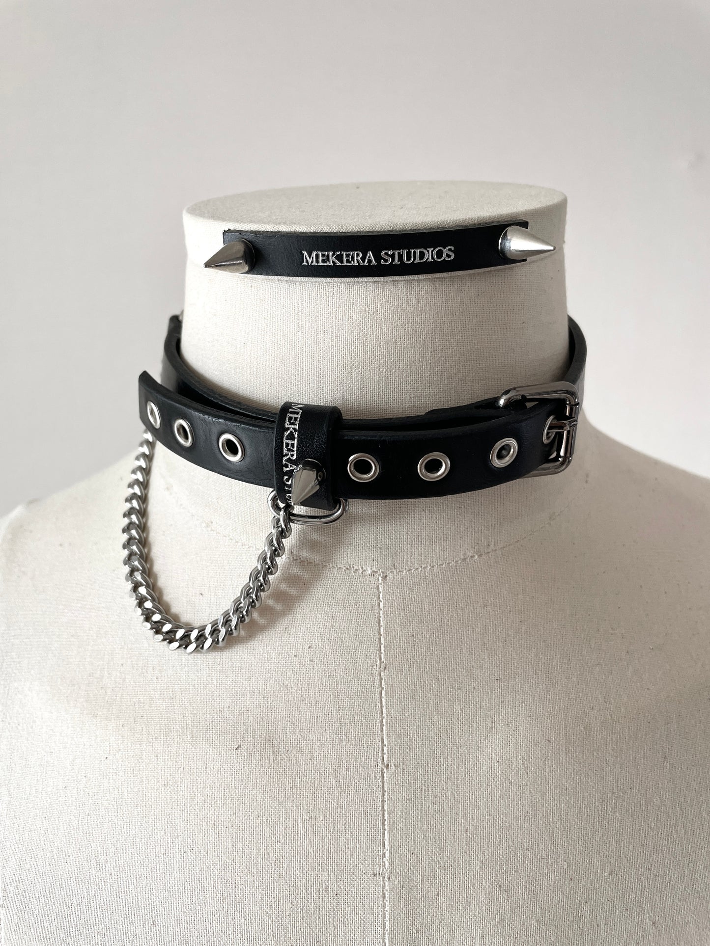 Handcrafted Italian Leather Choker M-2 Limited Edition Handcrafted - MEKERA STUDIOS
