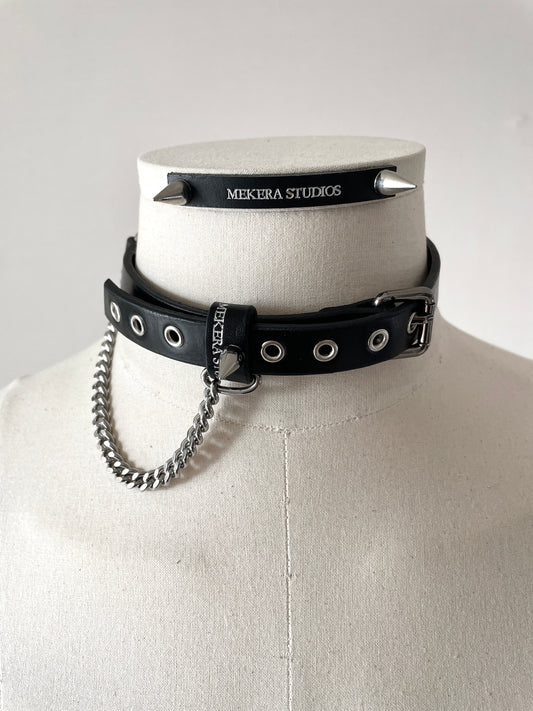 Handcrafted Italian Leather Choker M-2 Limited Edition Handcrafted - MEKERA STUDIOS