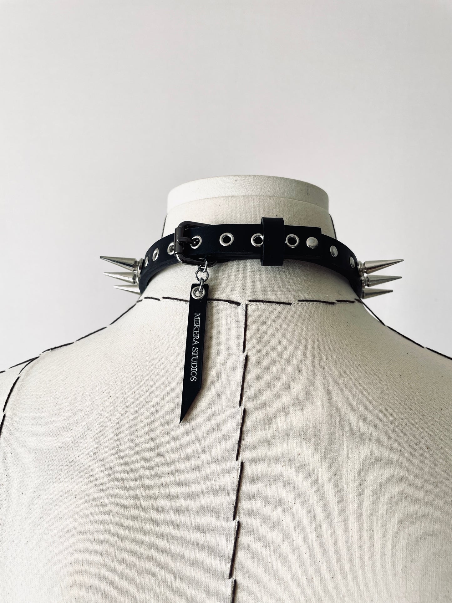 CXP1 Limited Edition Handcrafted Pearl Spike Leather Choker Necklace Chain - MEKERA STUDIOS