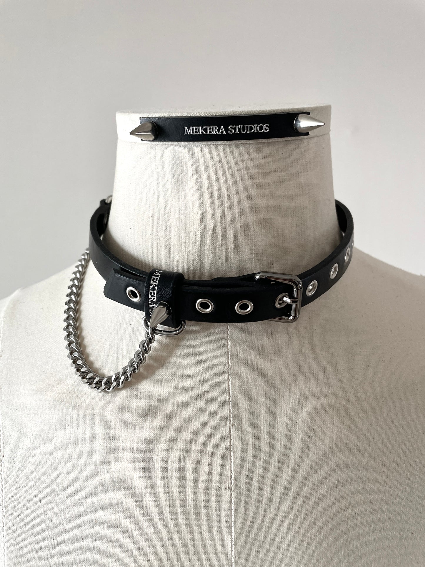Handcrafted Italian Leather Choker M-2 Limited Edition Handcrafted - MEKERA STUDIOS