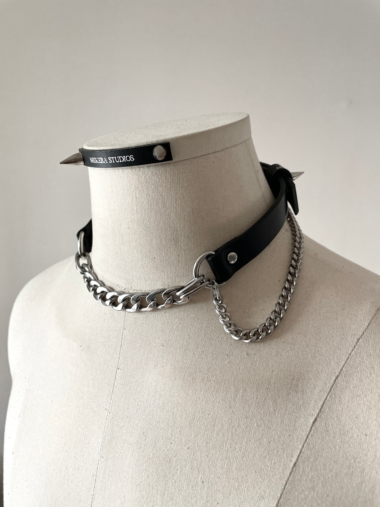 Handcrafted Italian Leather Choker M-2 Limited Edition Handcrafted - MEKERA STUDIOS