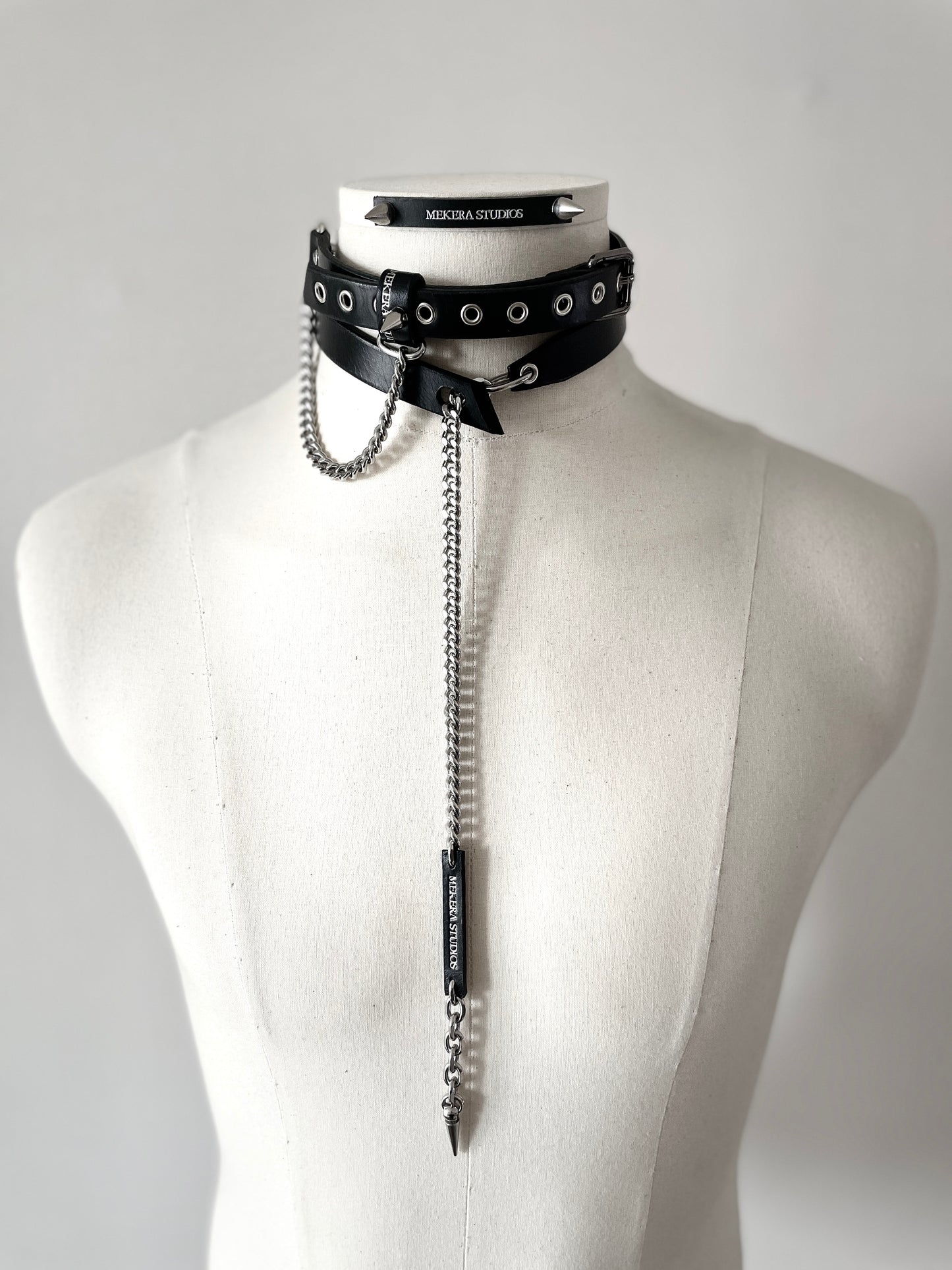 Handcrafted Italian Leather Choker M-2 Limited Edition Handcrafted - MEKERA STUDIOS