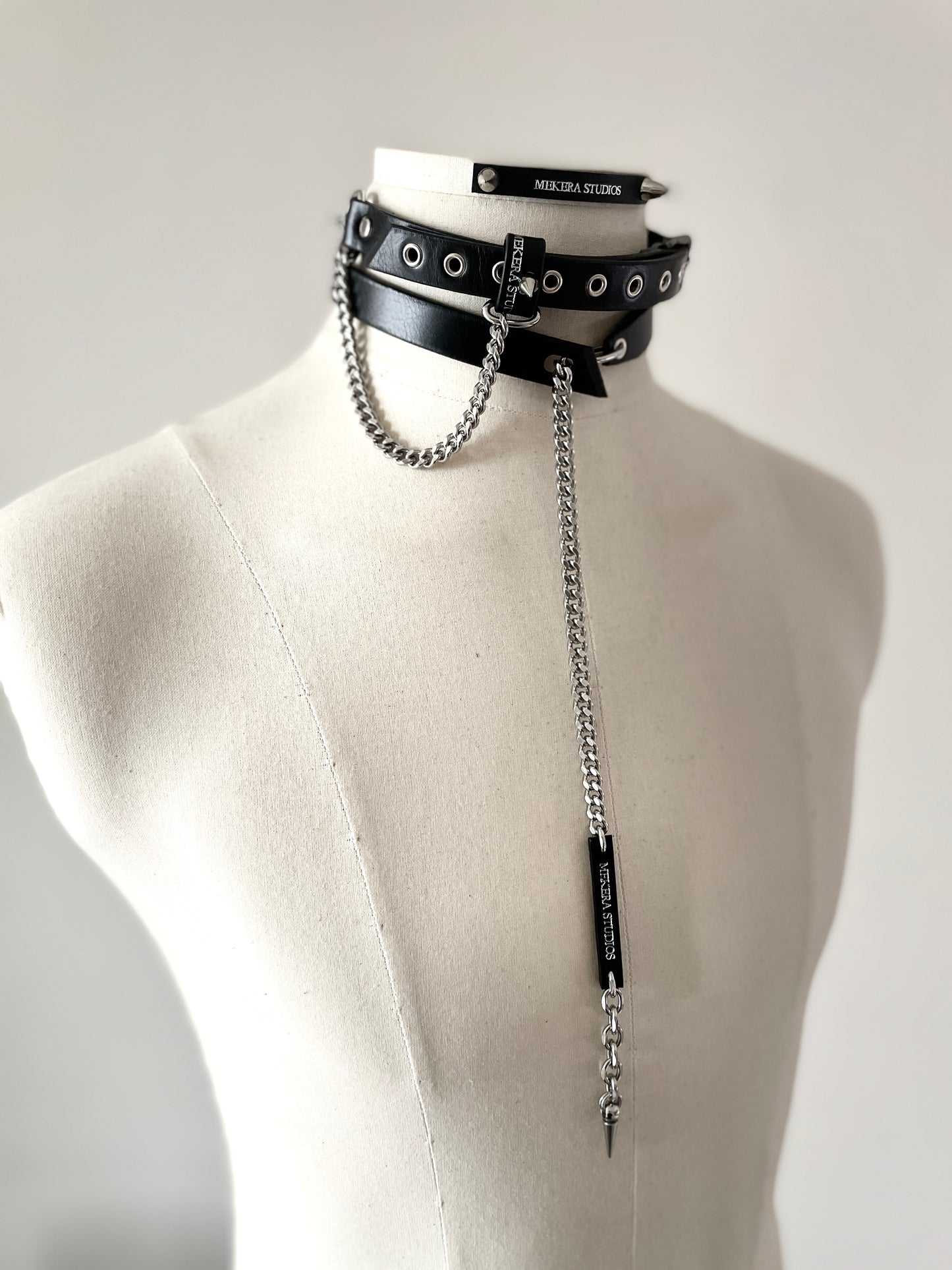 Handcrafted Italian Leather Choker M-2 Limited Edition Handcrafted - MEKERA STUDIOS