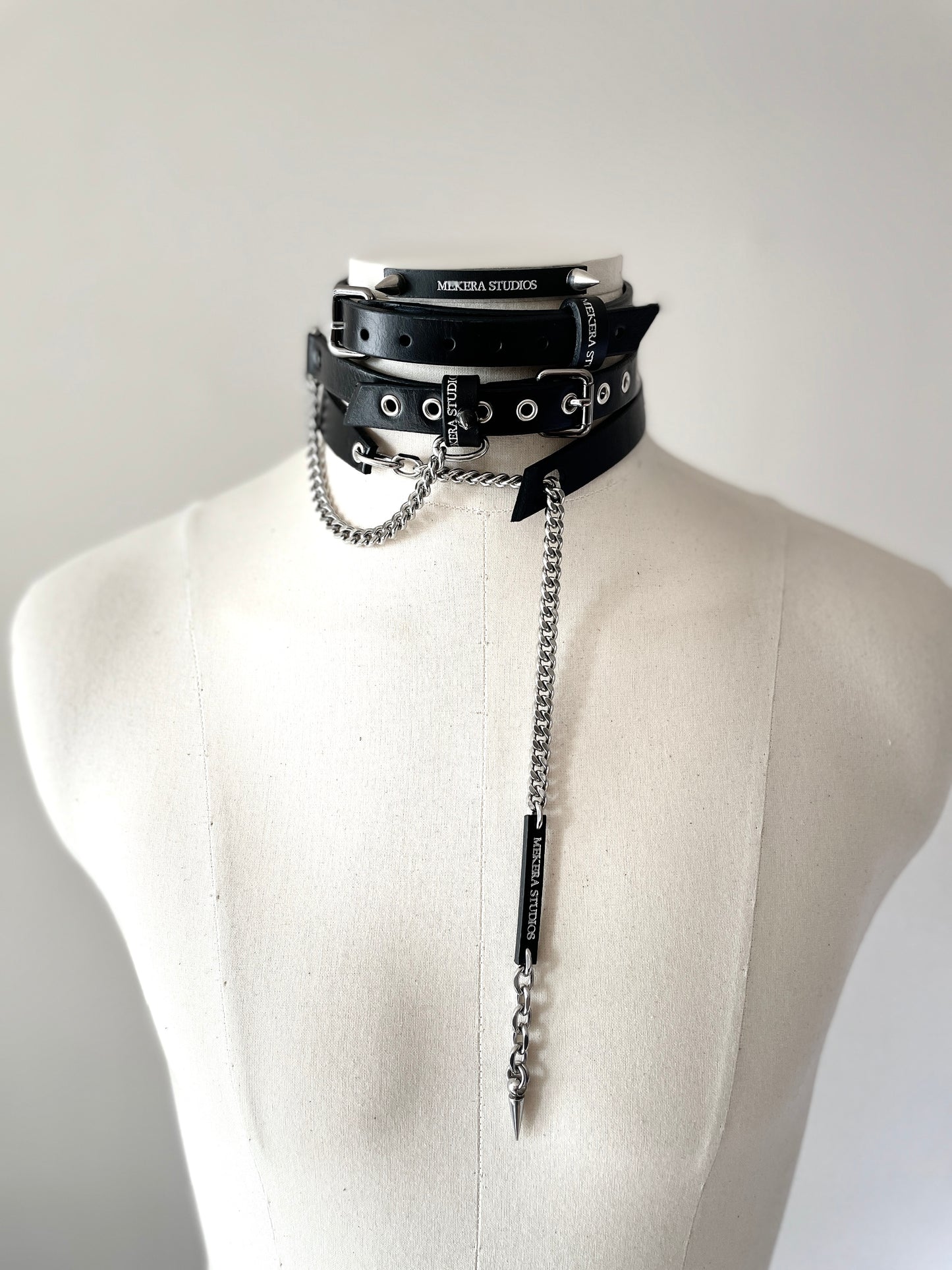 Handcrafted Italian Leather Choker M-3 Limited Edition Handcrafted - MEKERA STUDIOS