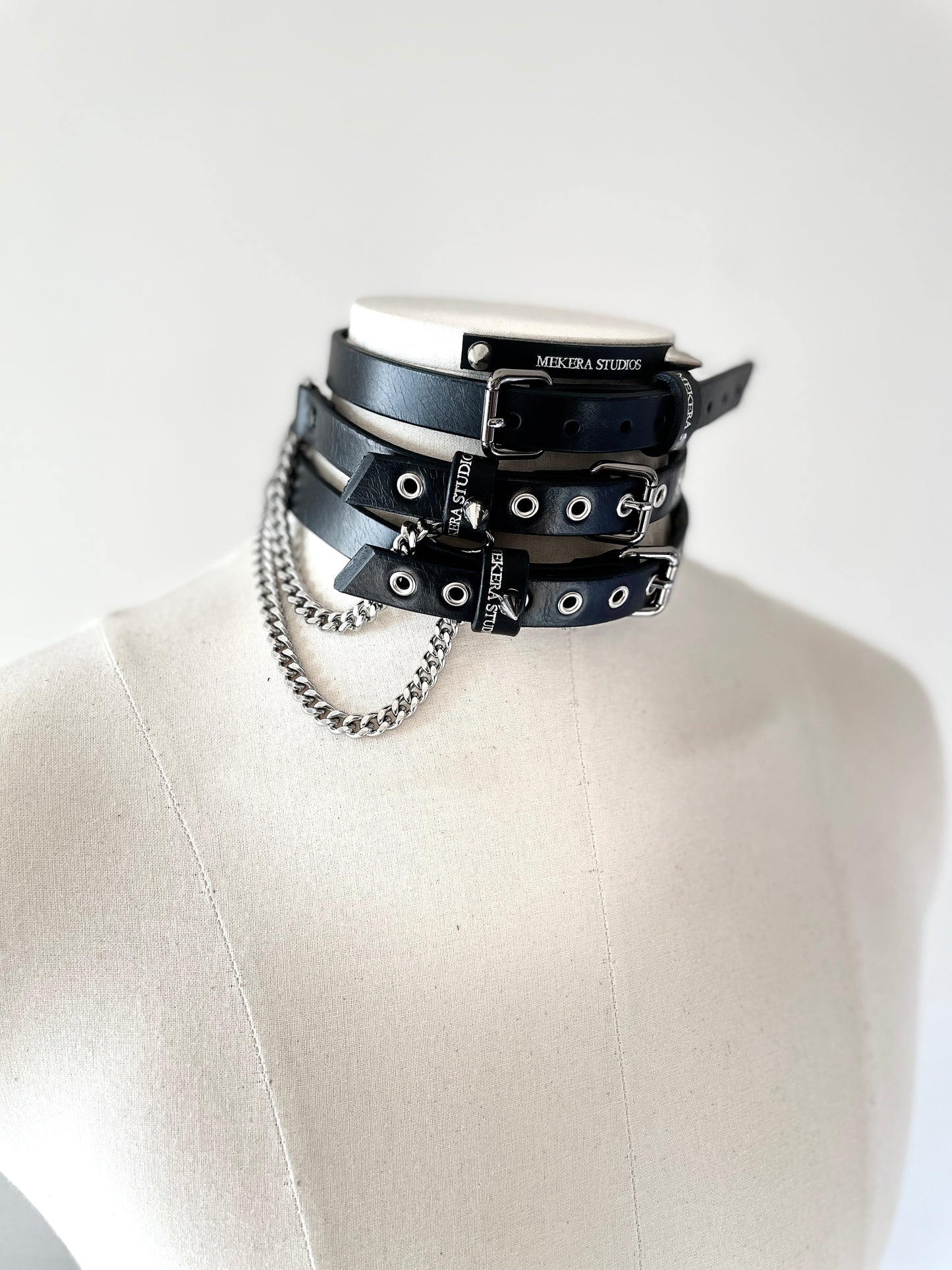 Handcrafted Italian Leather Choker M-3 Limited Edition Handcrafted - MEKERA STUDIOS