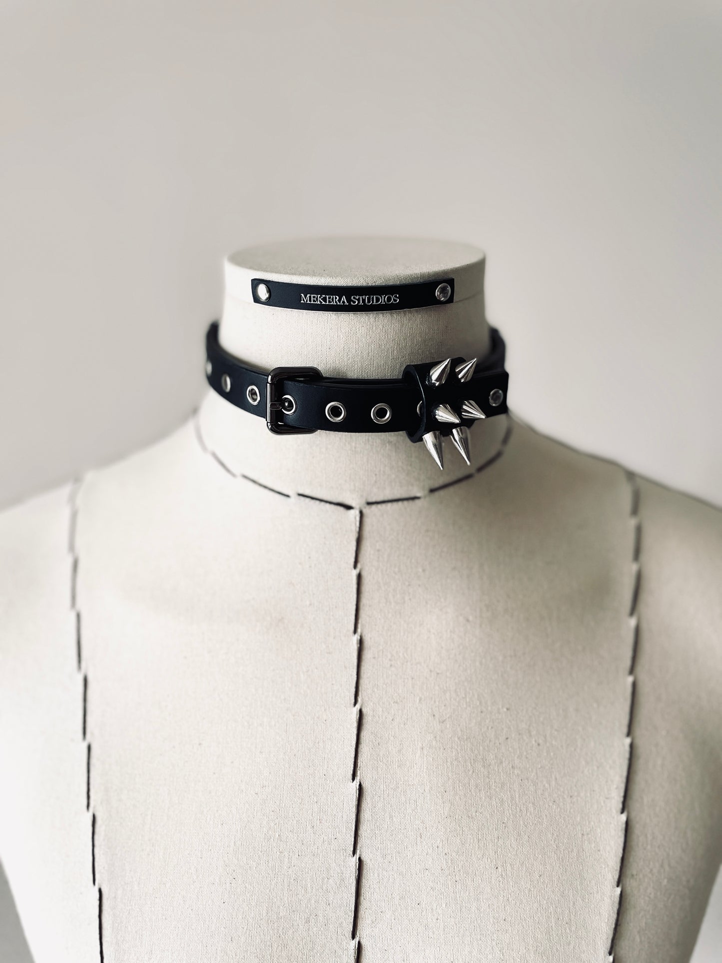 CX2 Limited Edition Handcrafted Choker Spike Necklace Leather Chain For women For men-MEKERA STUDIOS