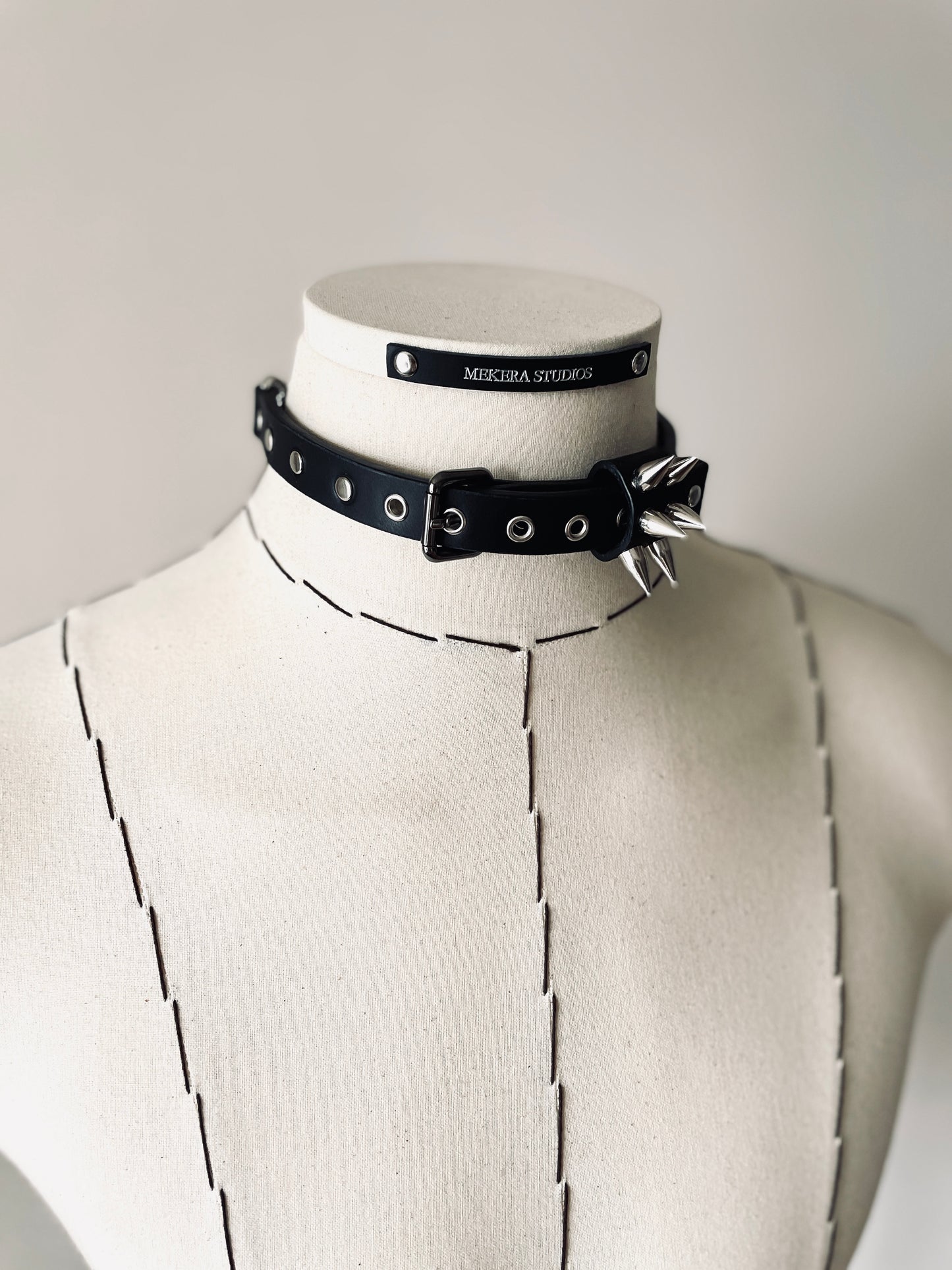 CX2 Limited Edition Handcrafted Choker Spike Necklace Leather Chain For women For men-MEKERA STUDIOS